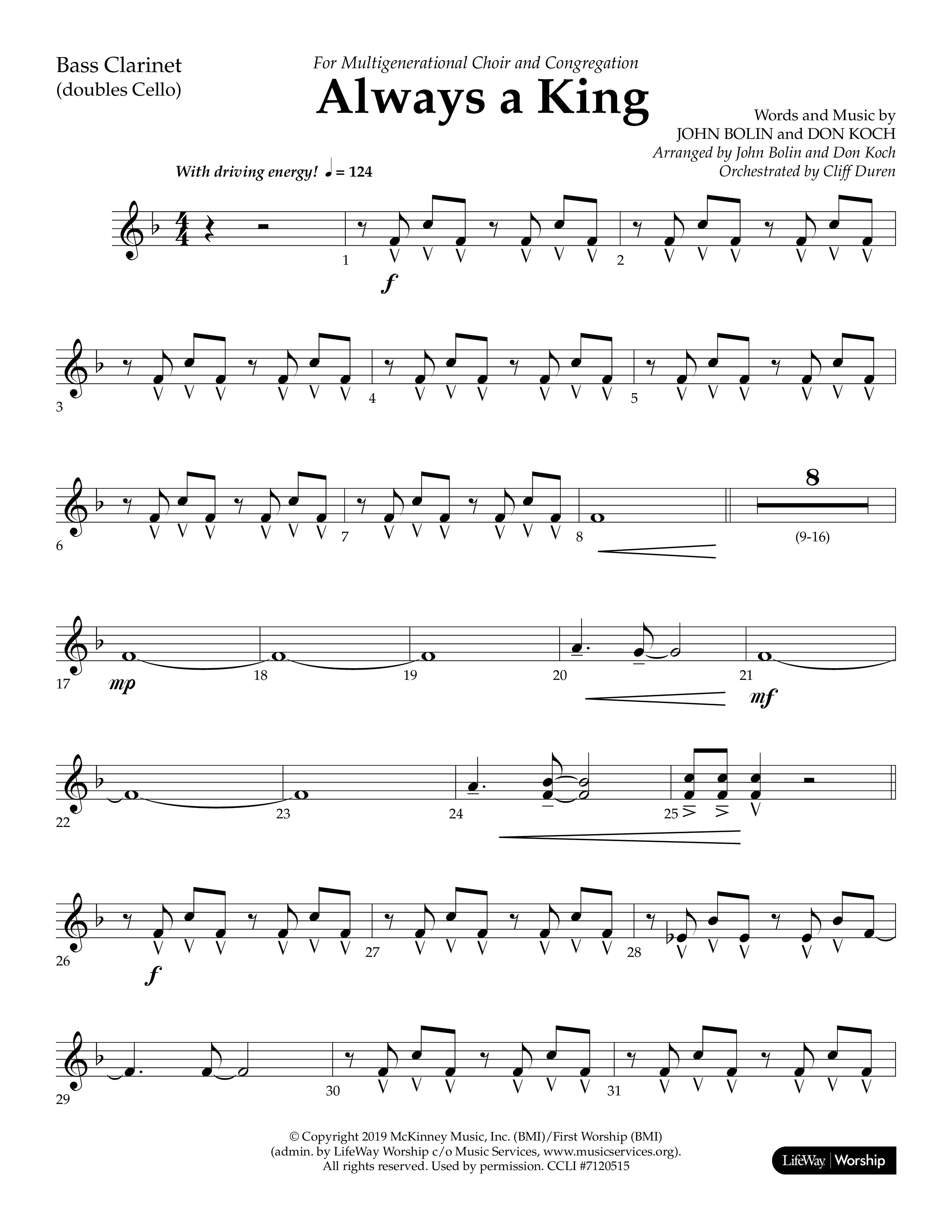 Always A King (Choral Anthem SATB) Bass Clarinet (Lifeway Choral / Arr. John Bolin / Arr. Don Koch)