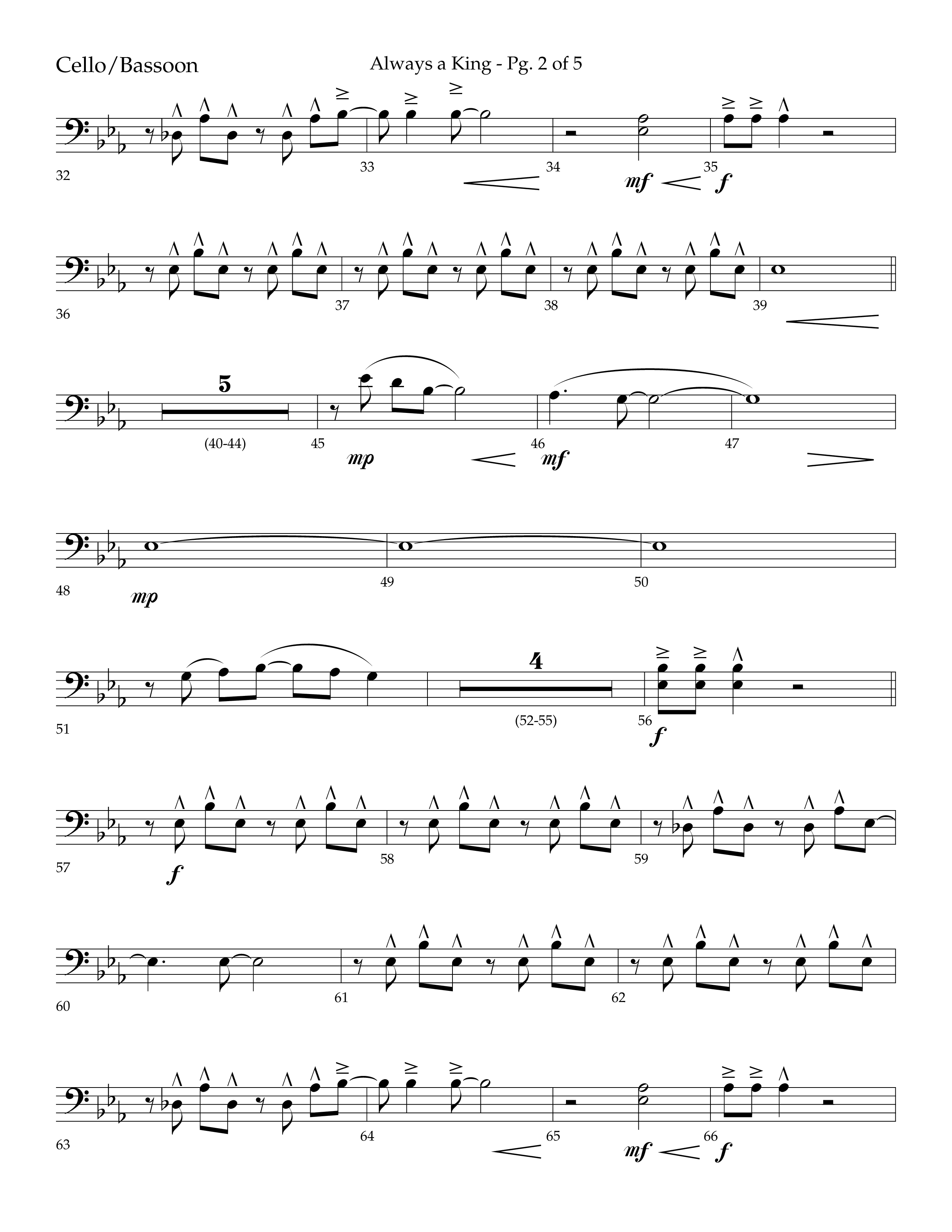 Always A King (Choral Anthem SATB) Cello (Lifeway Choral / Arr. John Bolin / Arr. Don Koch)
