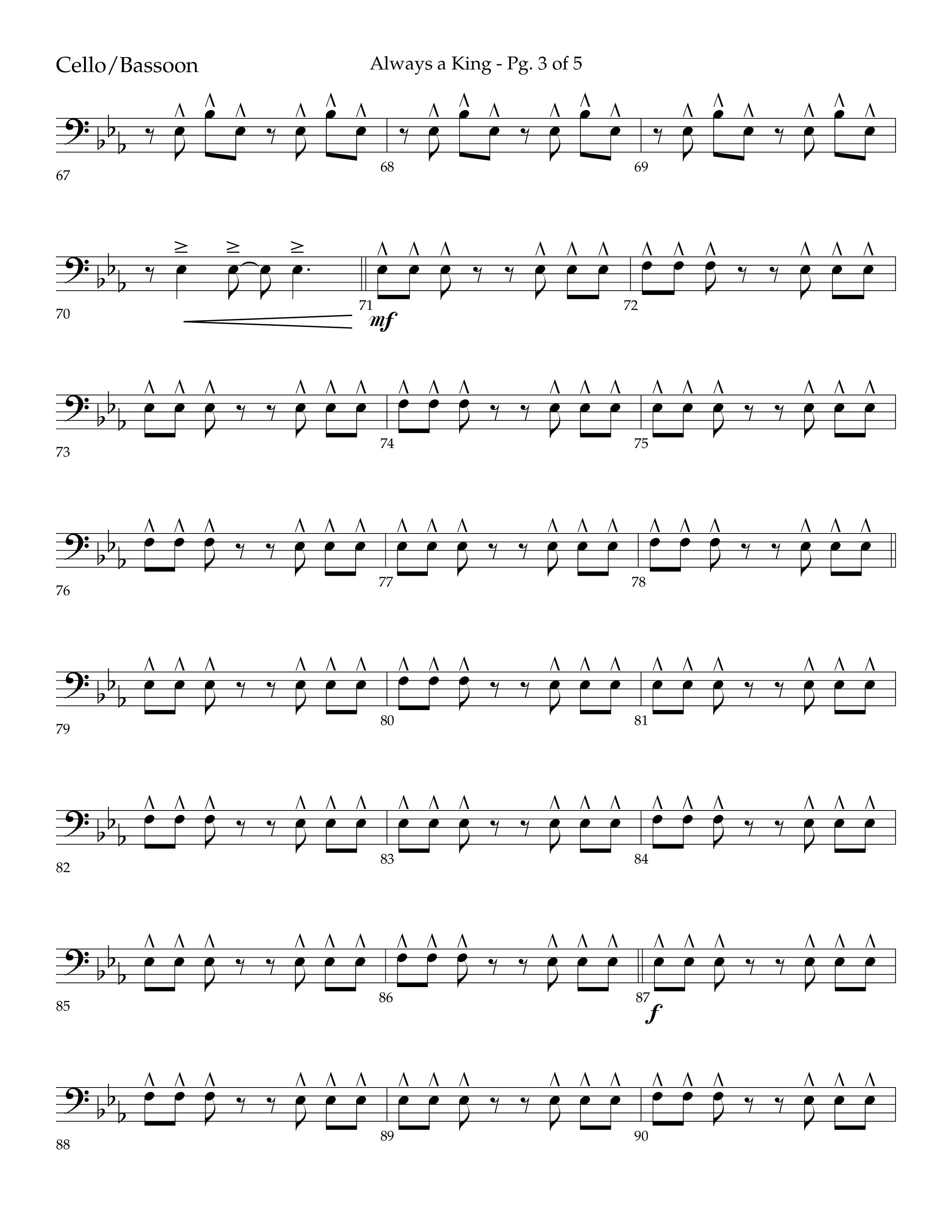 Always A King (Choral Anthem SATB) Cello (Lifeway Choral / Arr. John Bolin / Arr. Don Koch)