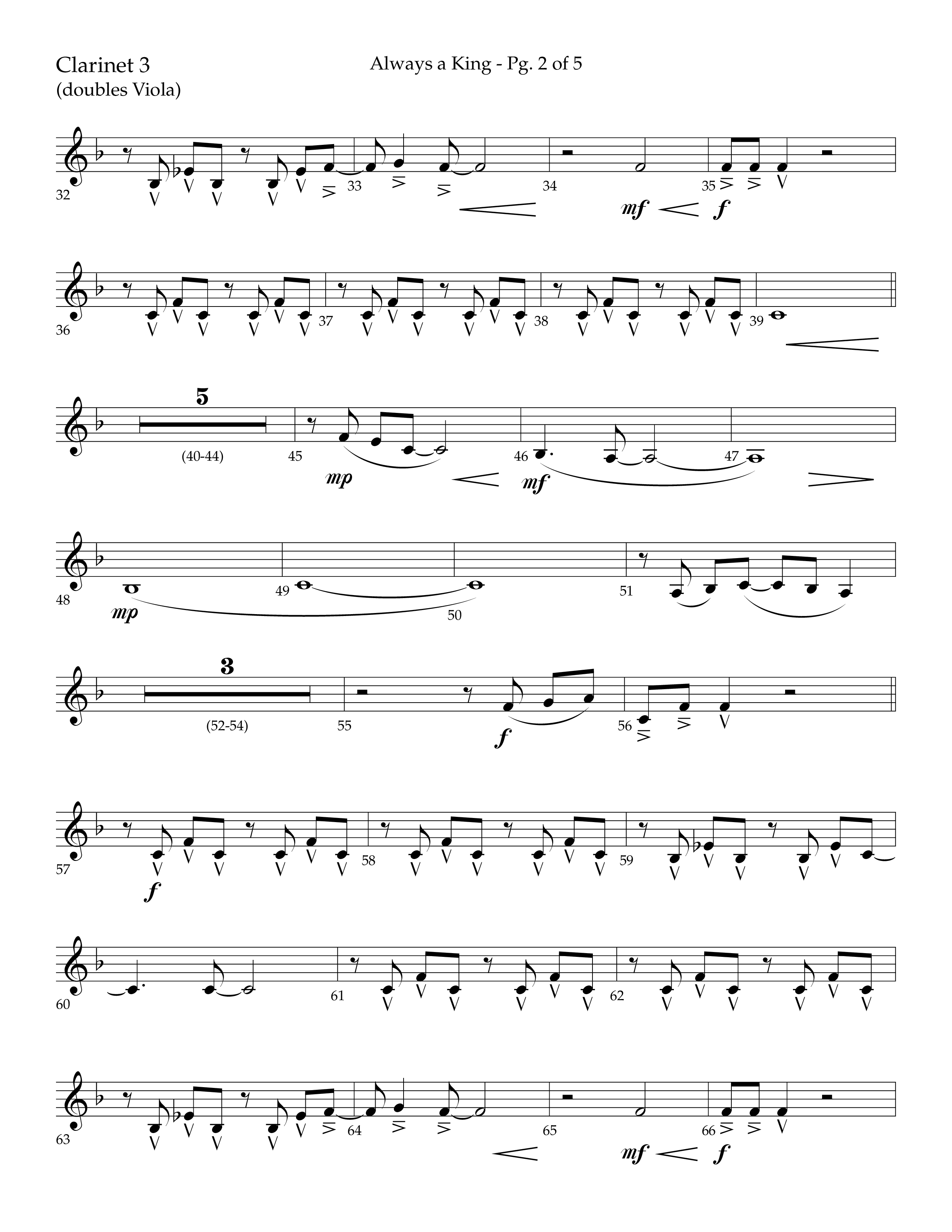 Always A King (Choral Anthem SATB) Clarinet 3 (Lifeway Choral / Arr. John Bolin / Arr. Don Koch)