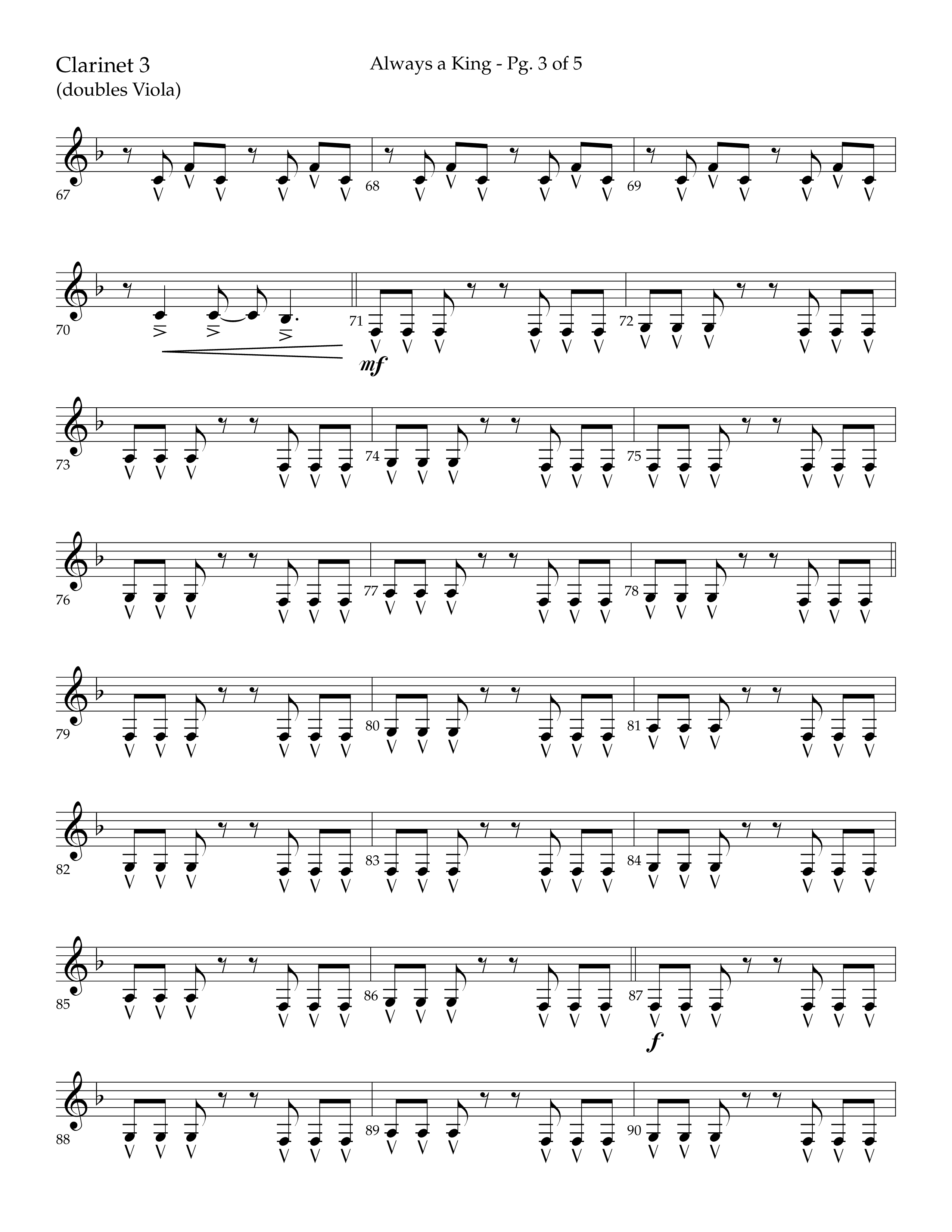 Always A King (Choral Anthem SATB) Clarinet 3 (Lifeway Choral / Arr. John Bolin / Arr. Don Koch)