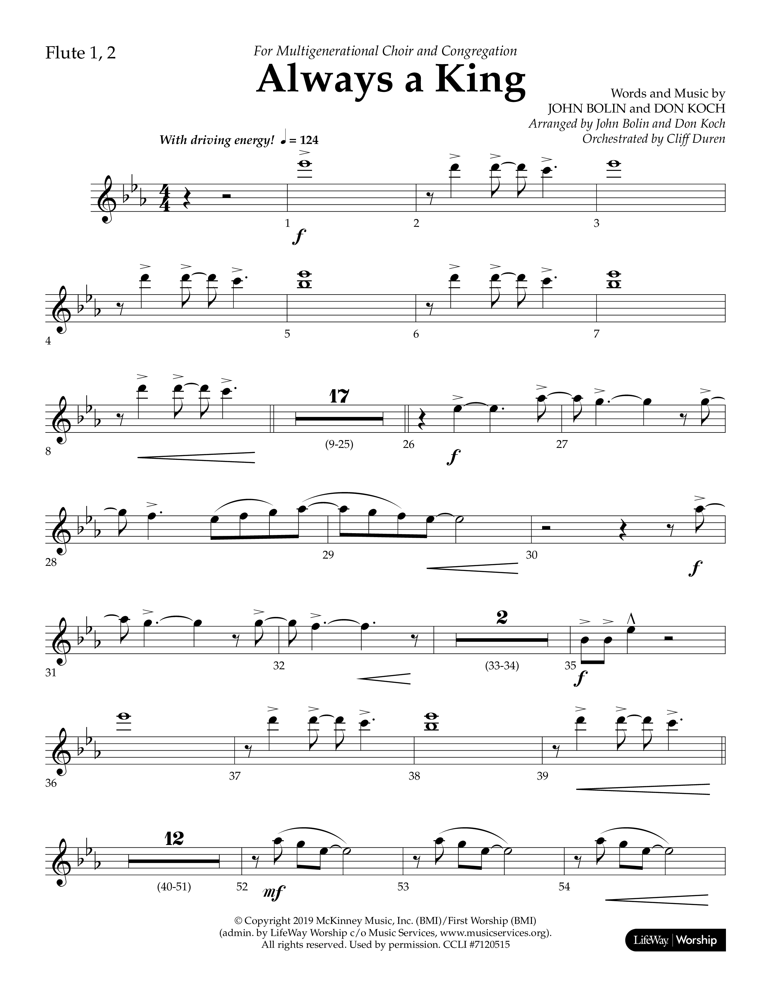 Always A King (Choral Anthem SATB) Flute 1/2 (Lifeway Choral / Arr. John Bolin / Arr. Don Koch)