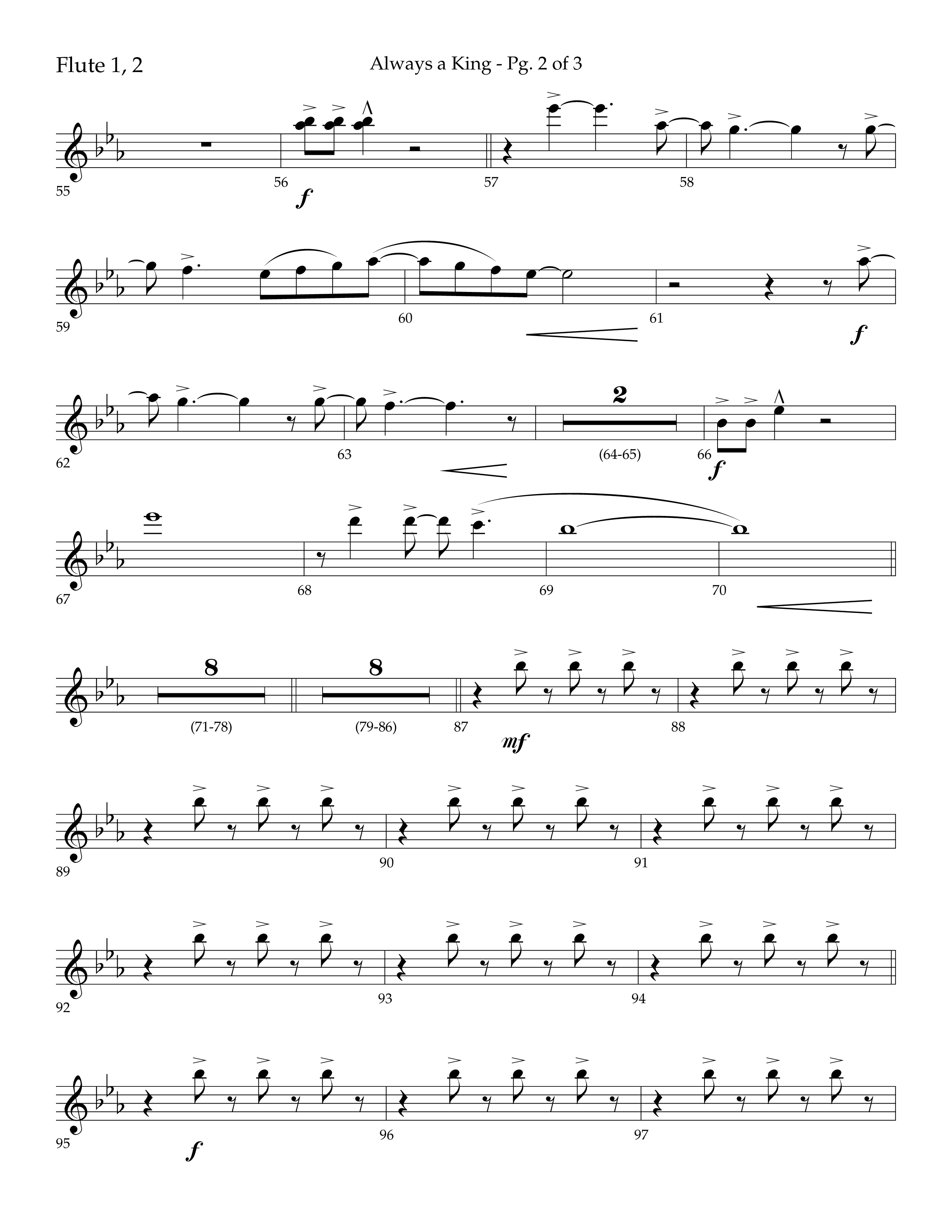 Always A King (Choral Anthem SATB) Flute 1/2 (Lifeway Choral / Arr. John Bolin / Arr. Don Koch)