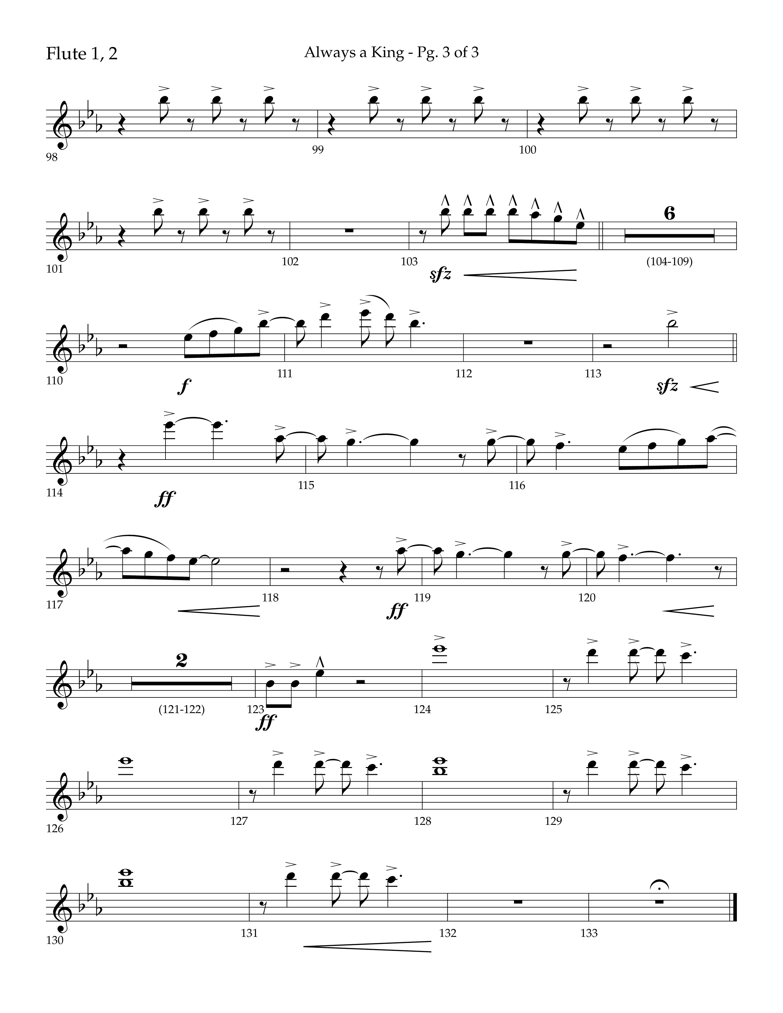 Always A King (Choral Anthem SATB) Flute 1/2 (Lifeway Choral / Arr. John Bolin / Arr. Don Koch)