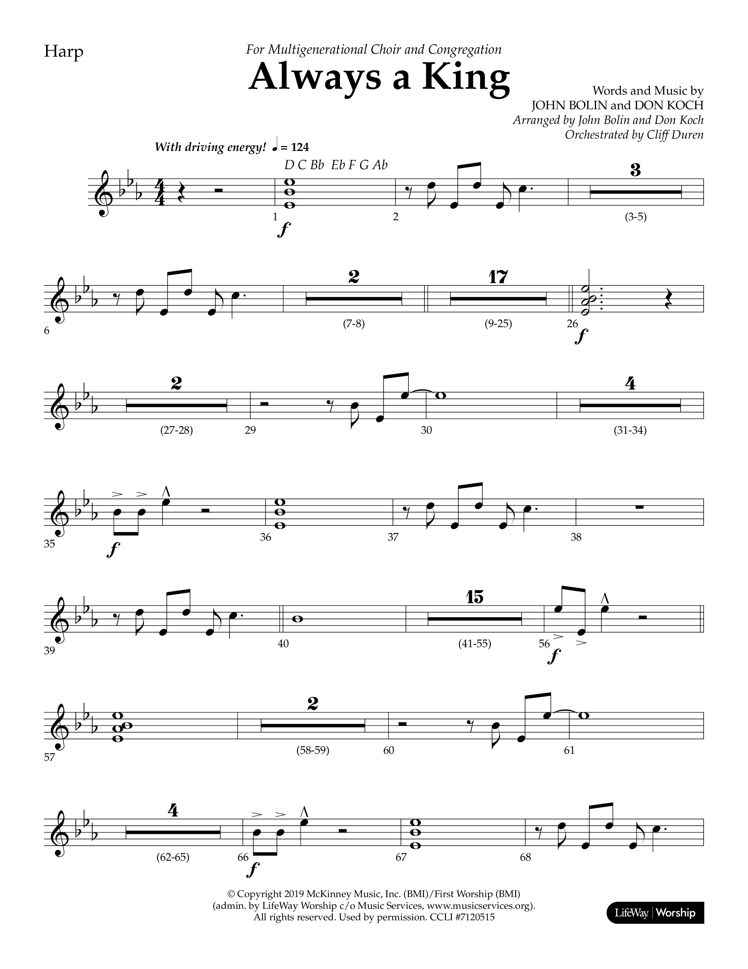 Always A King (Choral Anthem SATB) Harp (Lifeway Choral / Arr. John Bolin / Arr. Don Koch)