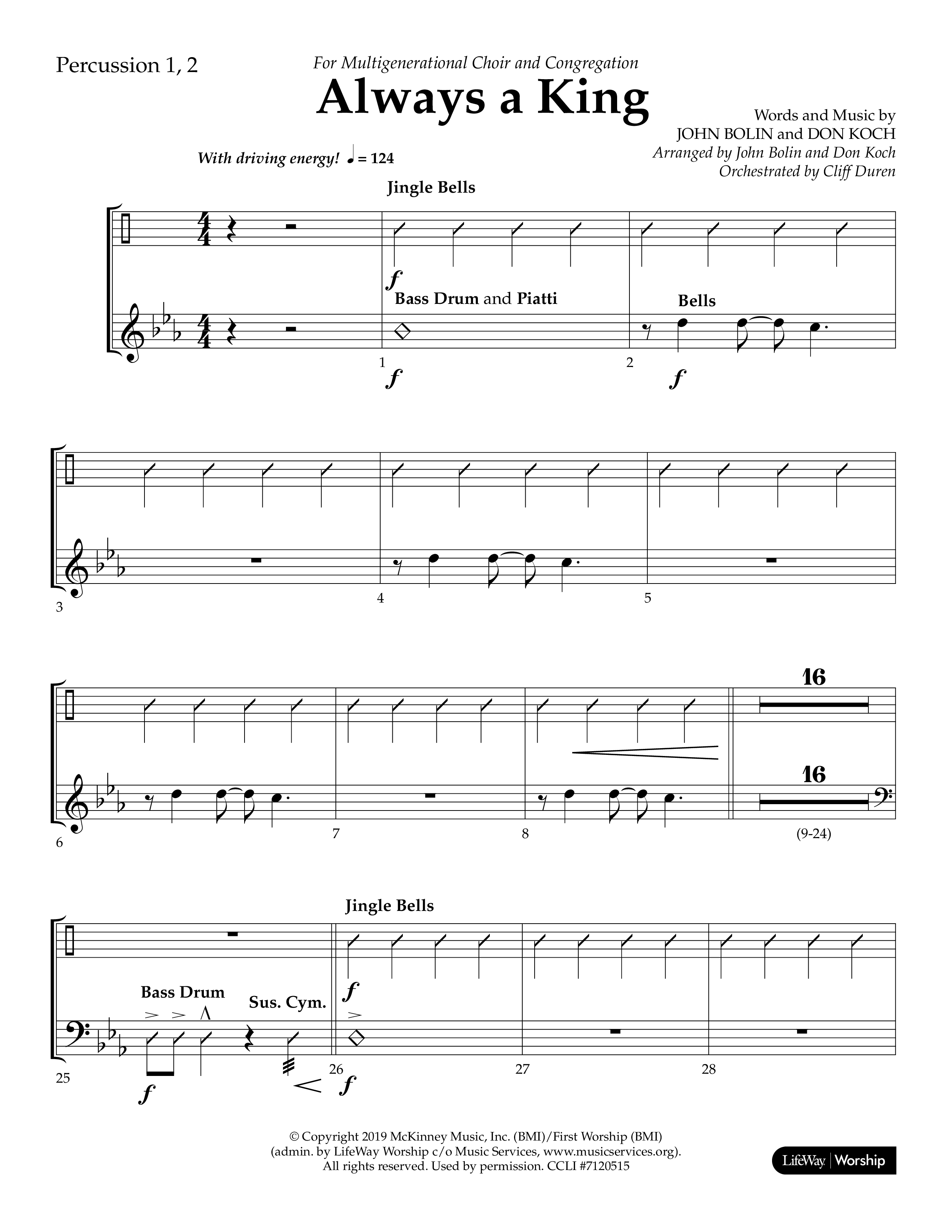 Always A King (Choral Anthem SATB) Percussion 1/2 (Lifeway Choral / Arr. John Bolin / Arr. Don Koch)