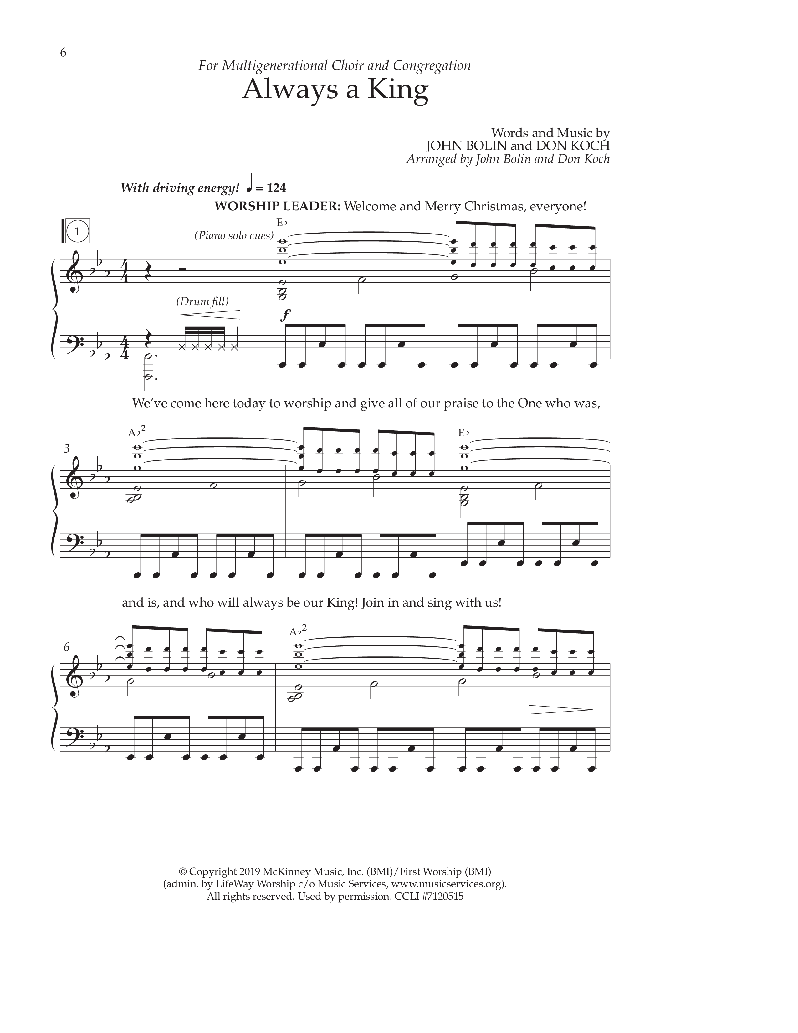 Always A King (Choral Anthem SATB) Anthem (SATB/Piano) (Lifeway Choral / Arr. John Bolin / Arr. Don Koch)