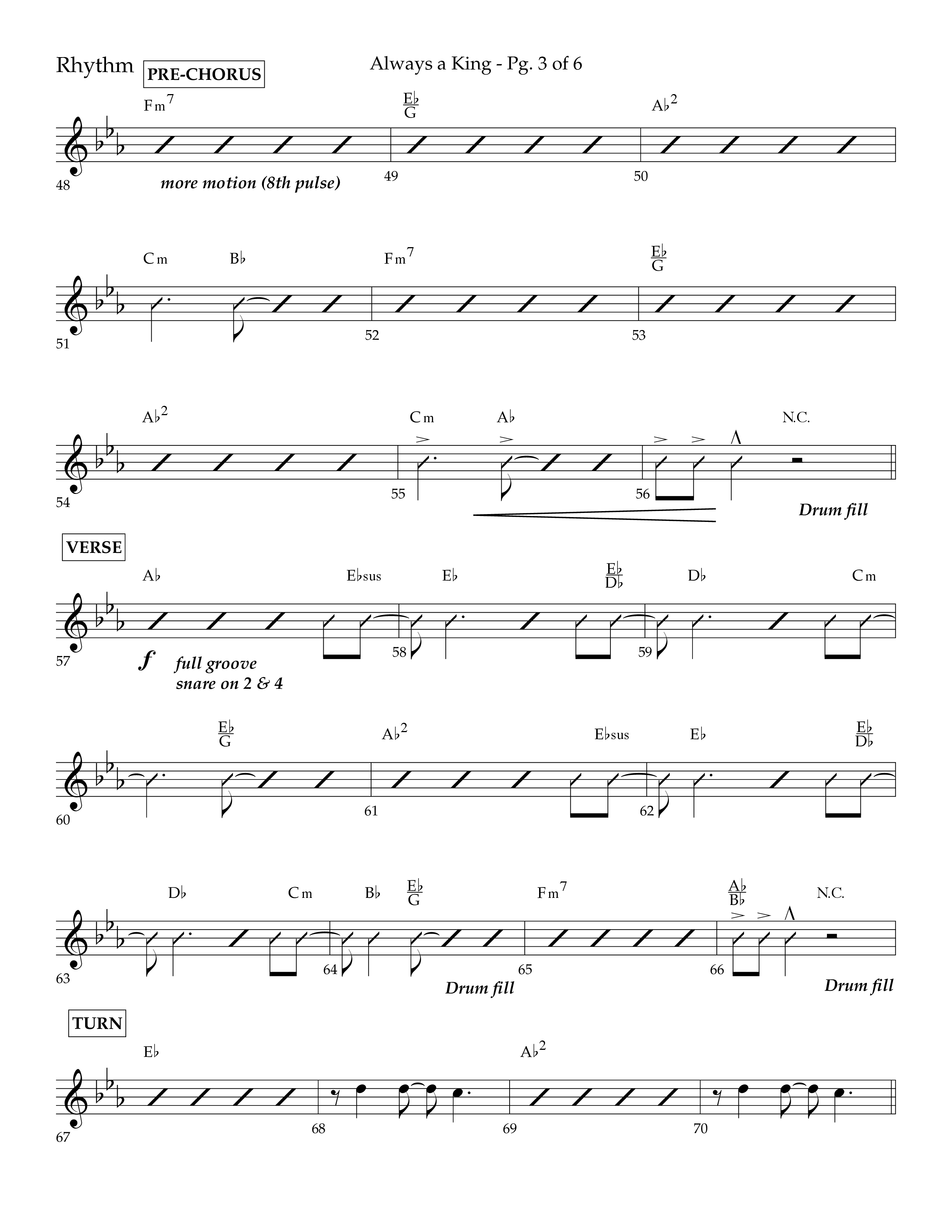 Always A King (Choral Anthem SATB) Rhythm Chart (Lifeway Choral / Arr. John Bolin / Arr. Don Koch)