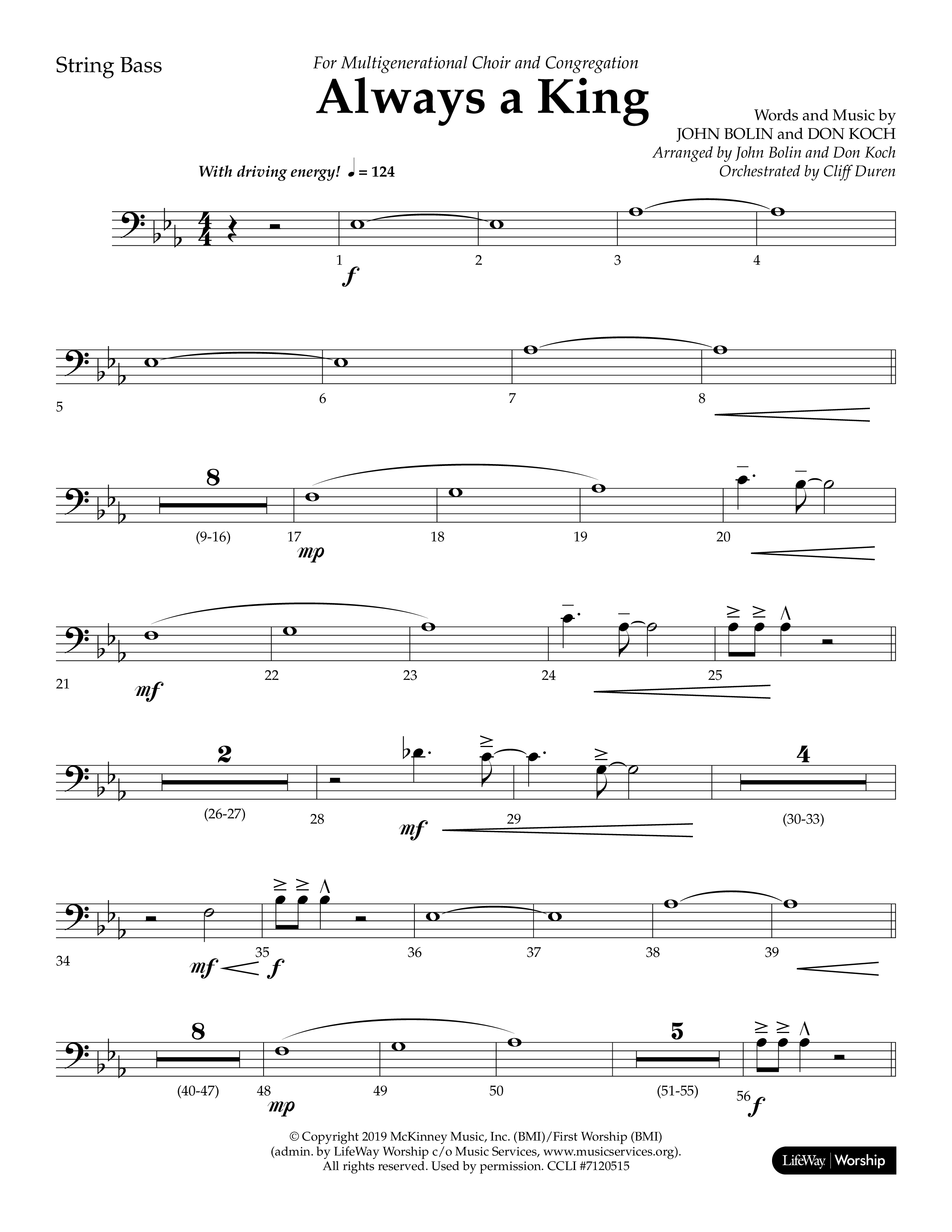 Always A King (Choral Anthem SATB) String Bass (Lifeway Choral / Arr. John Bolin / Arr. Don Koch)