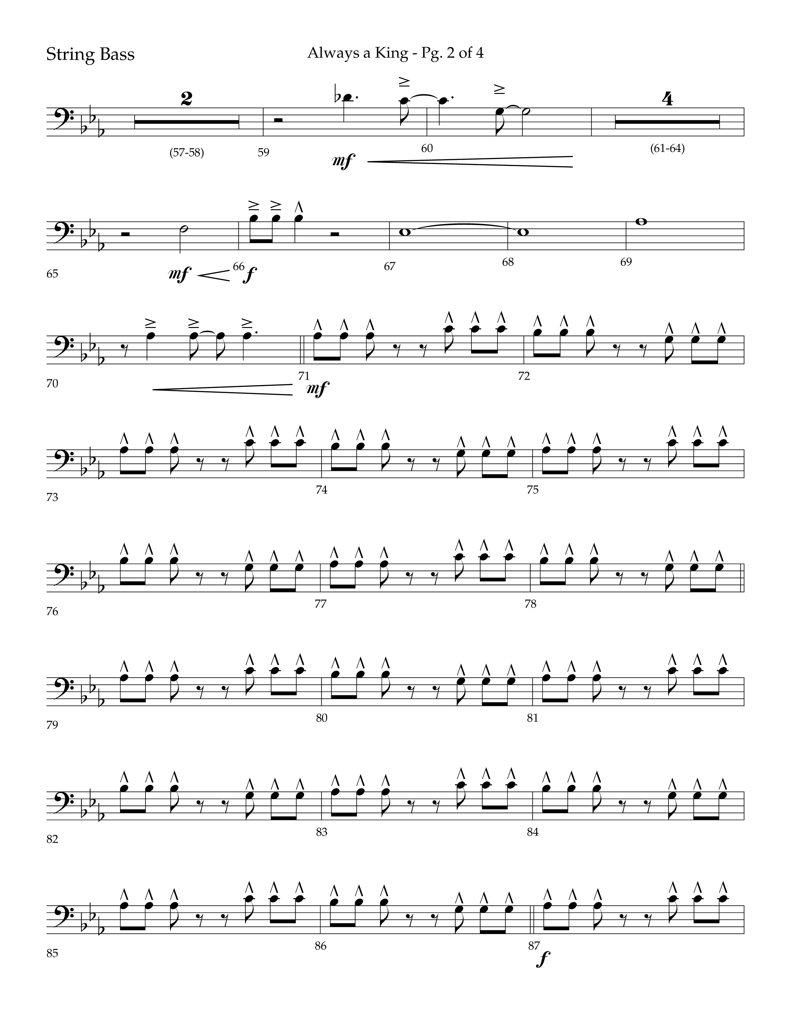 Always A King (Choral Anthem SATB) String Bass (Lifeway Choral / Arr. John Bolin / Arr. Don Koch)