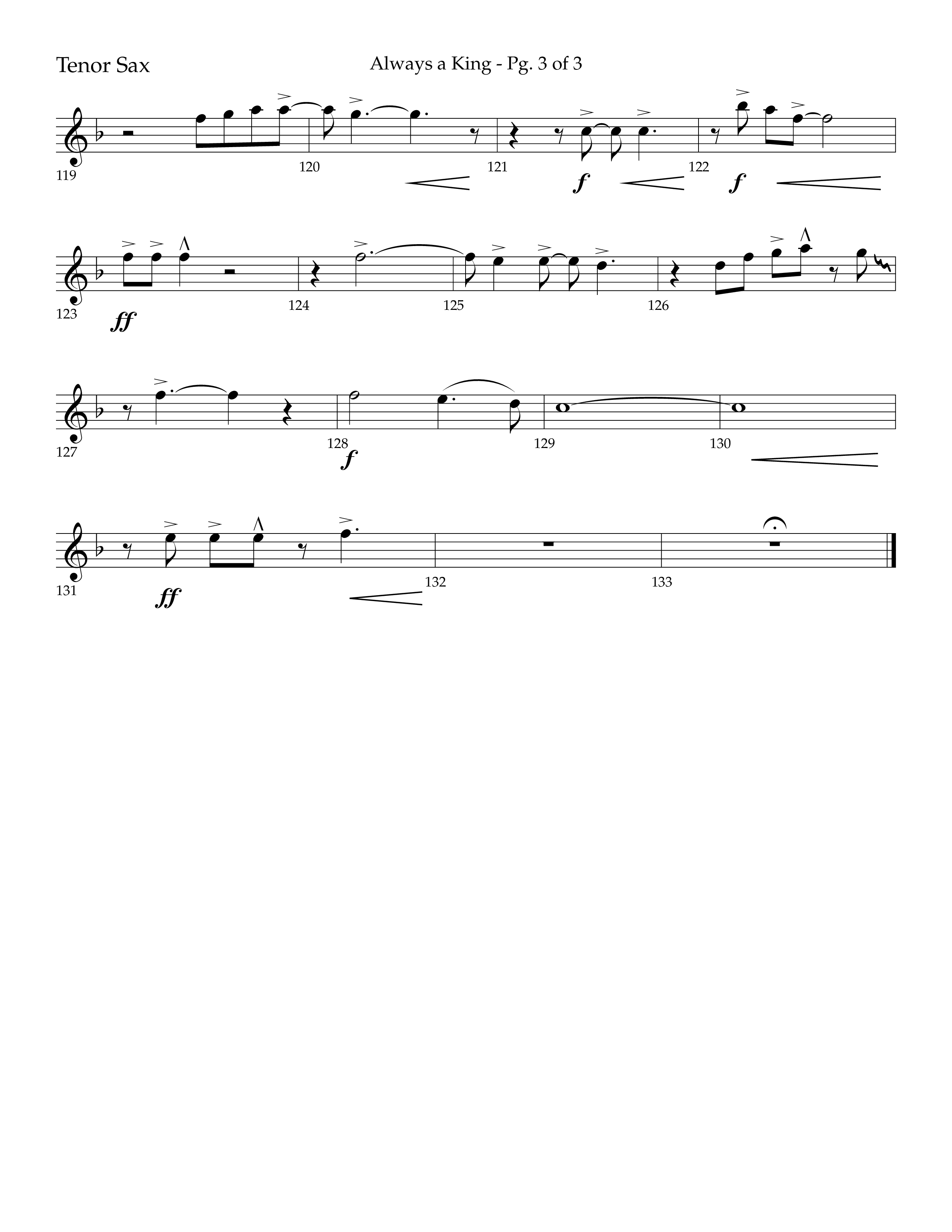 Always A King (Choral Anthem SATB) Tenor Sax 1 (Lifeway Choral / Arr. John Bolin / Arr. Don Koch)