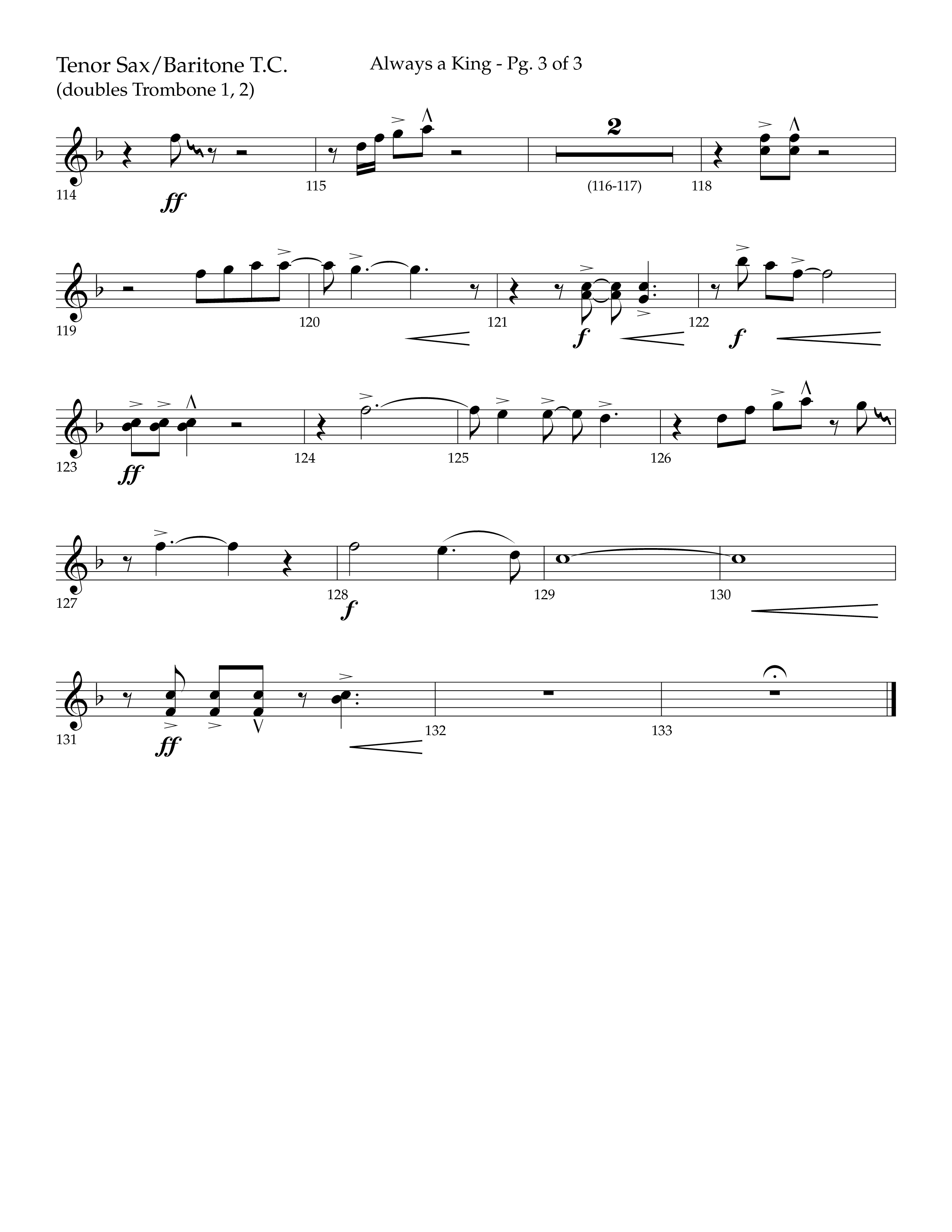 Always A King (Choral Anthem SATB) Tenor Sax/Baritone T.C. (Lifeway Choral / Arr. John Bolin / Arr. Don Koch)