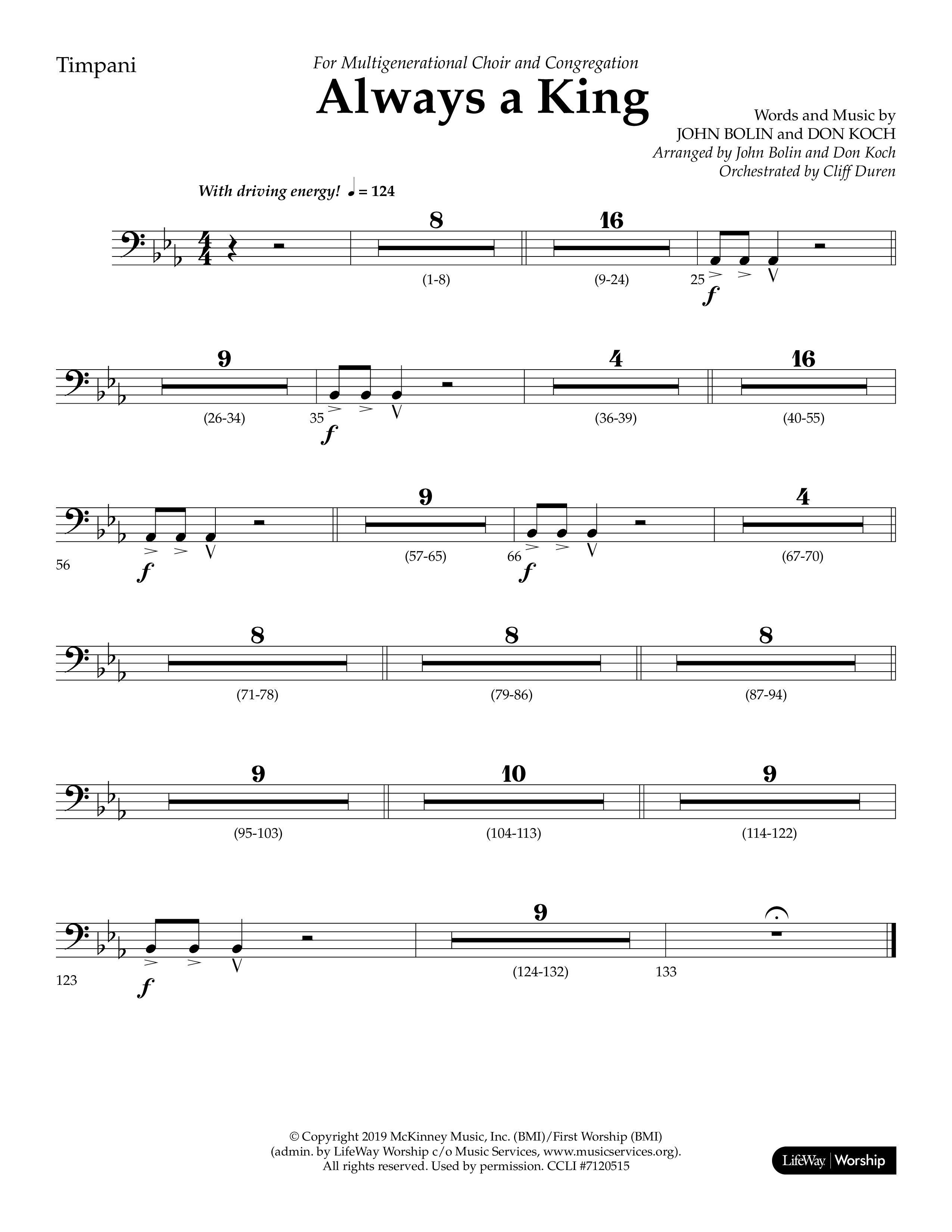 Always A King (Choral Anthem SATB) Timpani (Lifeway Choral / Arr. John Bolin / Arr. Don Koch)