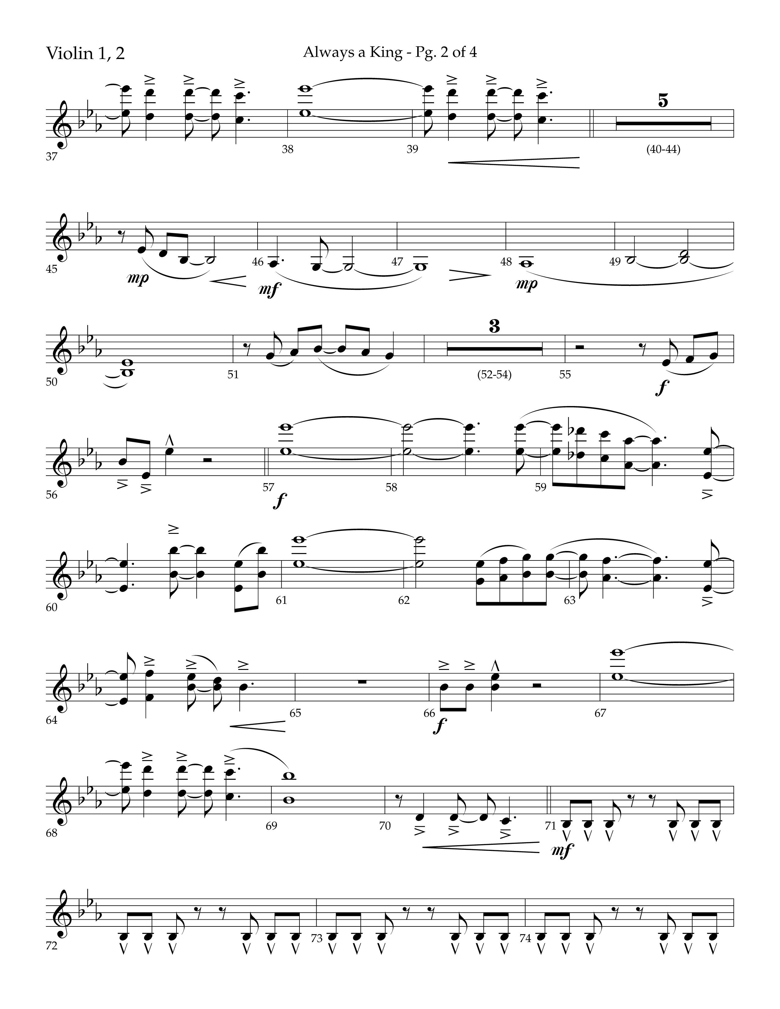 Always A King (Choral Anthem SATB) Violin 1/2 (Lifeway Choral / Arr. John Bolin / Arr. Don Koch)