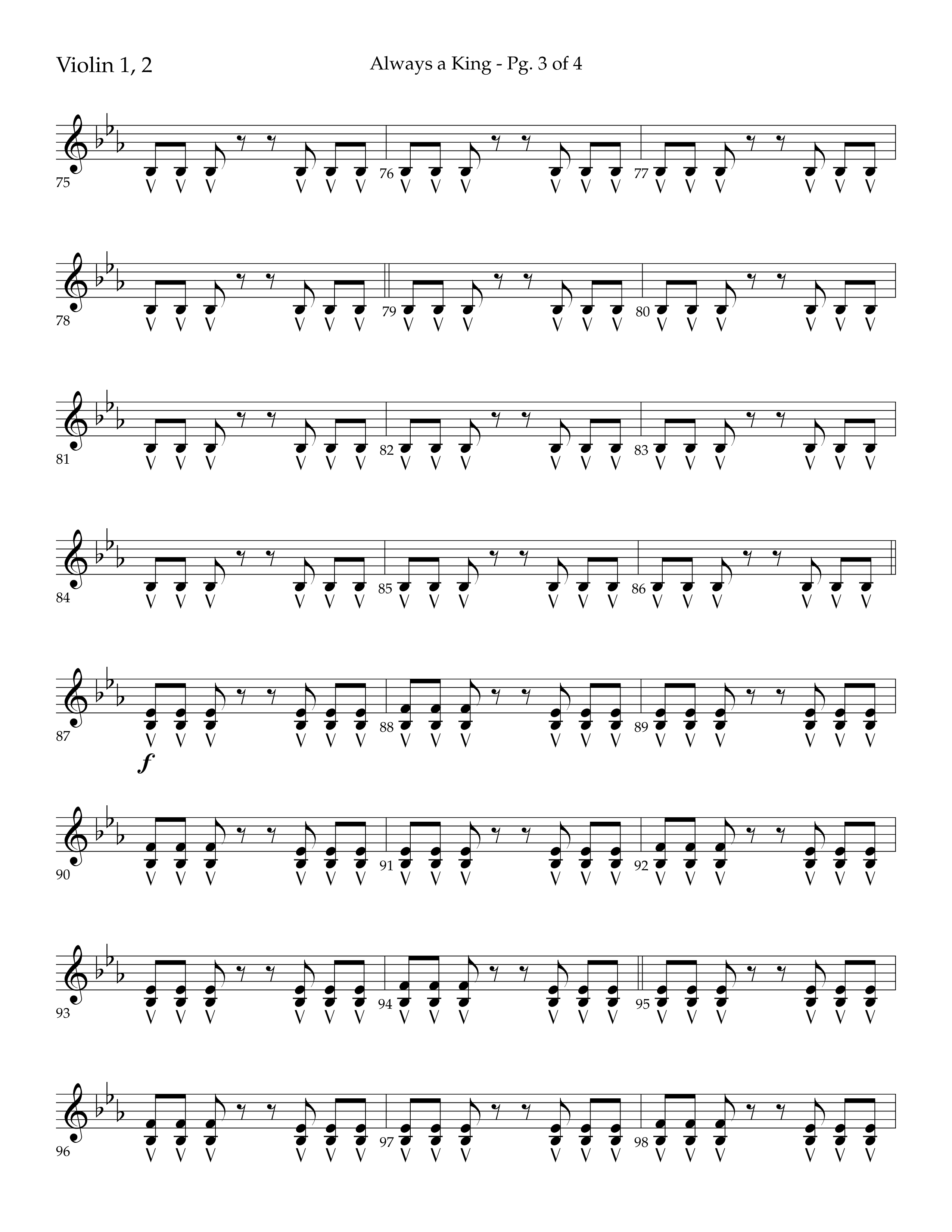 Always A King (Choral Anthem SATB) Violin 1/2 (Lifeway Choral / Arr. John Bolin / Arr. Don Koch)