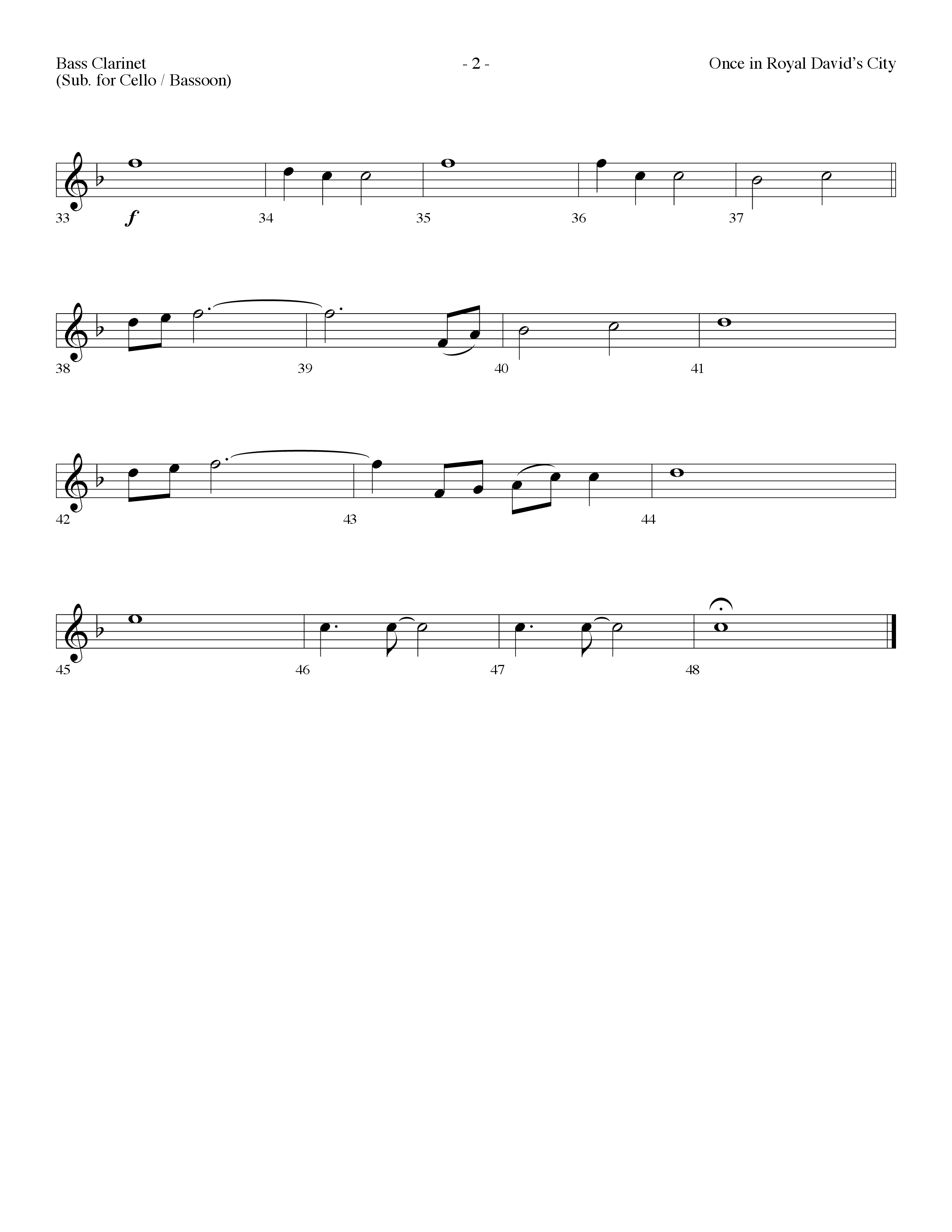 Once In Royal David's City (Choral Anthem SATB) Bass Clarinet (Lifeway Choral / Arr. Dennis Allen)