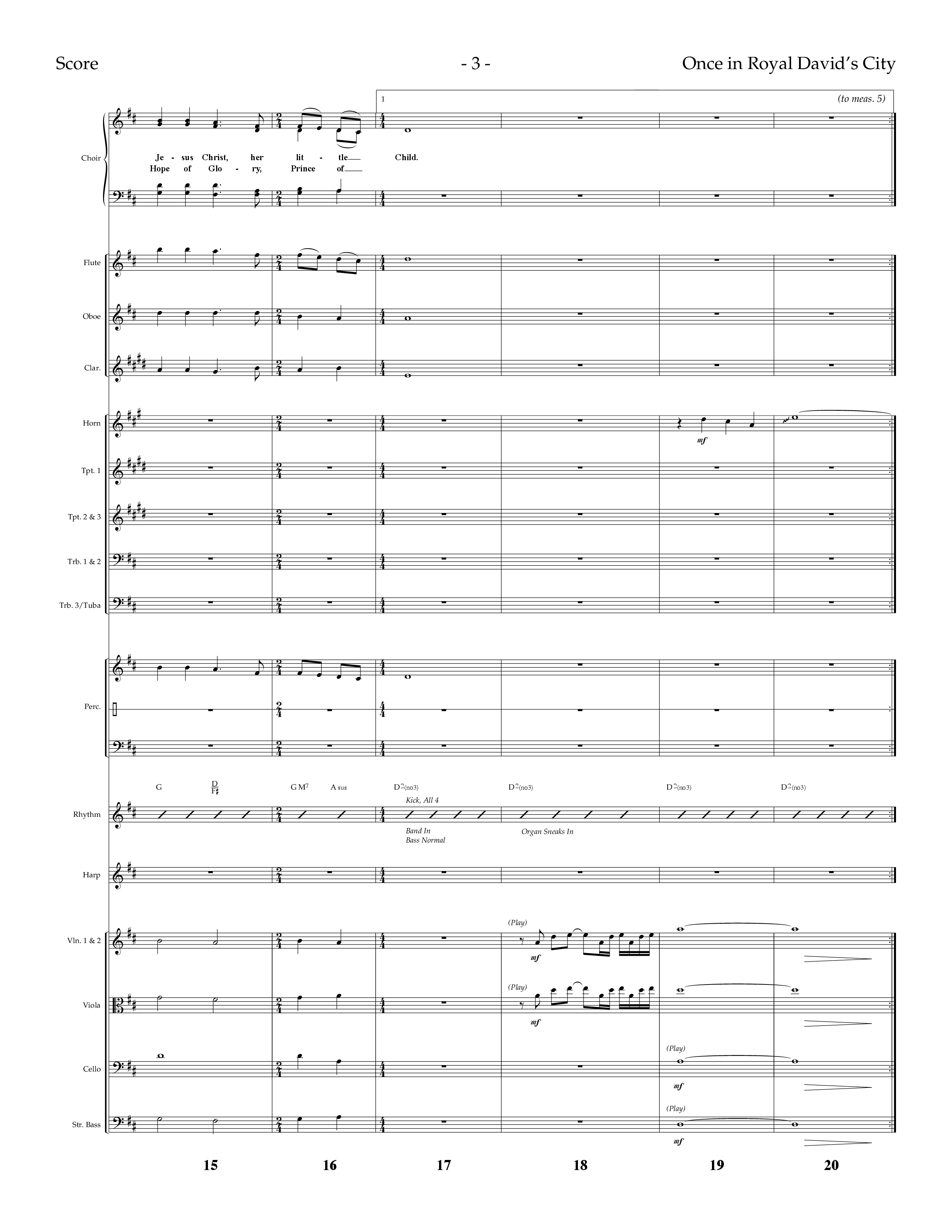 Once In Royal David's City (Choral Anthem SATB) Orchestration (Lifeway Choral / Arr. Dennis Allen)