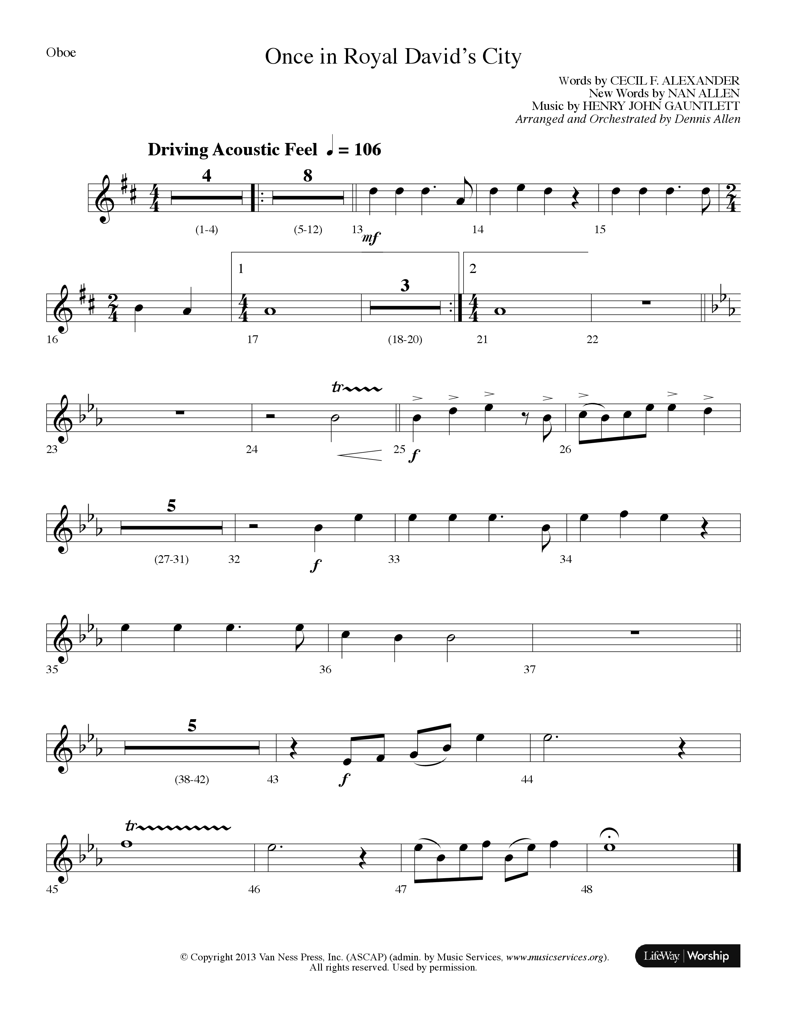 Once In Royal David's City (Choral Anthem SATB) Oboe (Lifeway Choral / Arr. Dennis Allen)