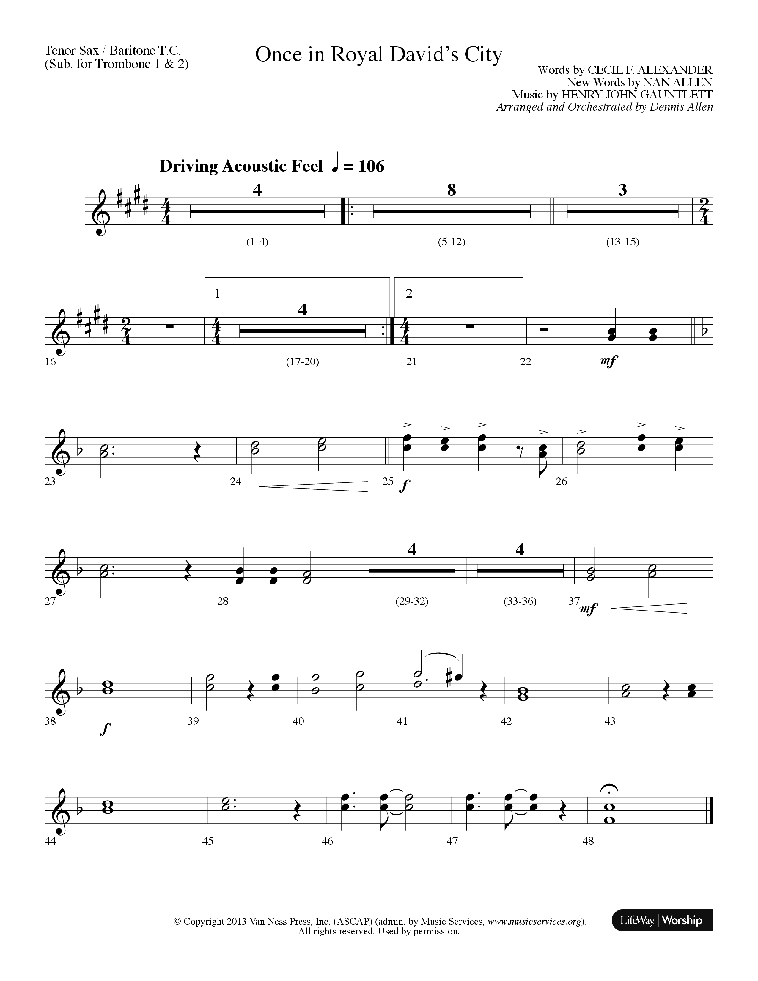Once In Royal David's City (Choral Anthem SATB) Tenor Sax/Baritone T.C. (Lifeway Choral / Arr. Dennis Allen)