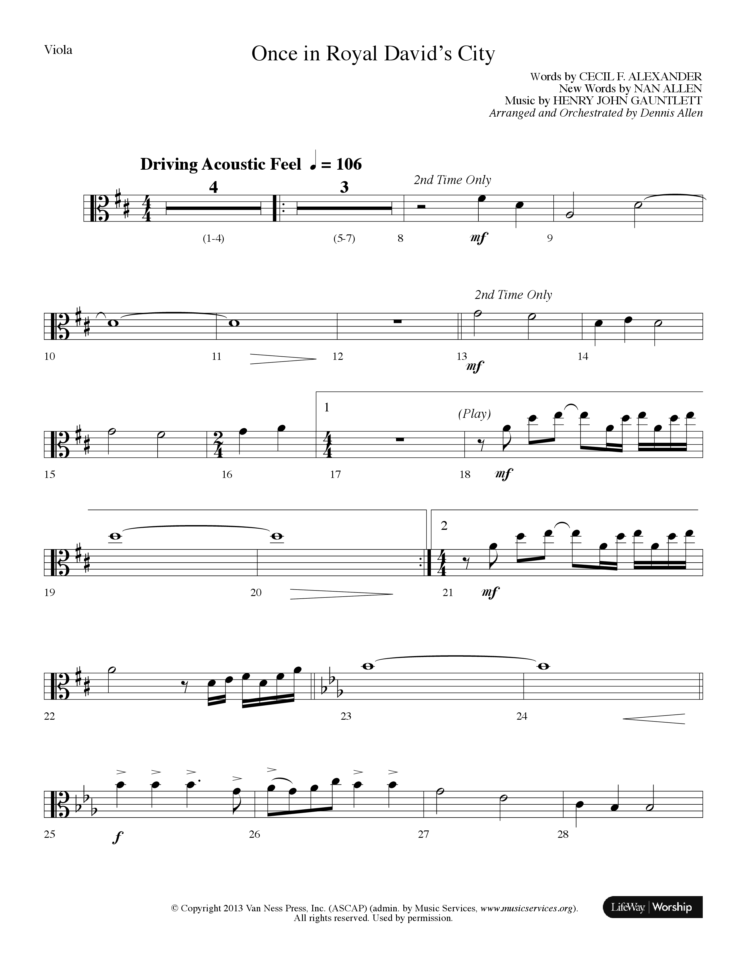Once In Royal David's City (Choral Anthem SATB) Viola (Lifeway Choral / Arr. Dennis Allen)