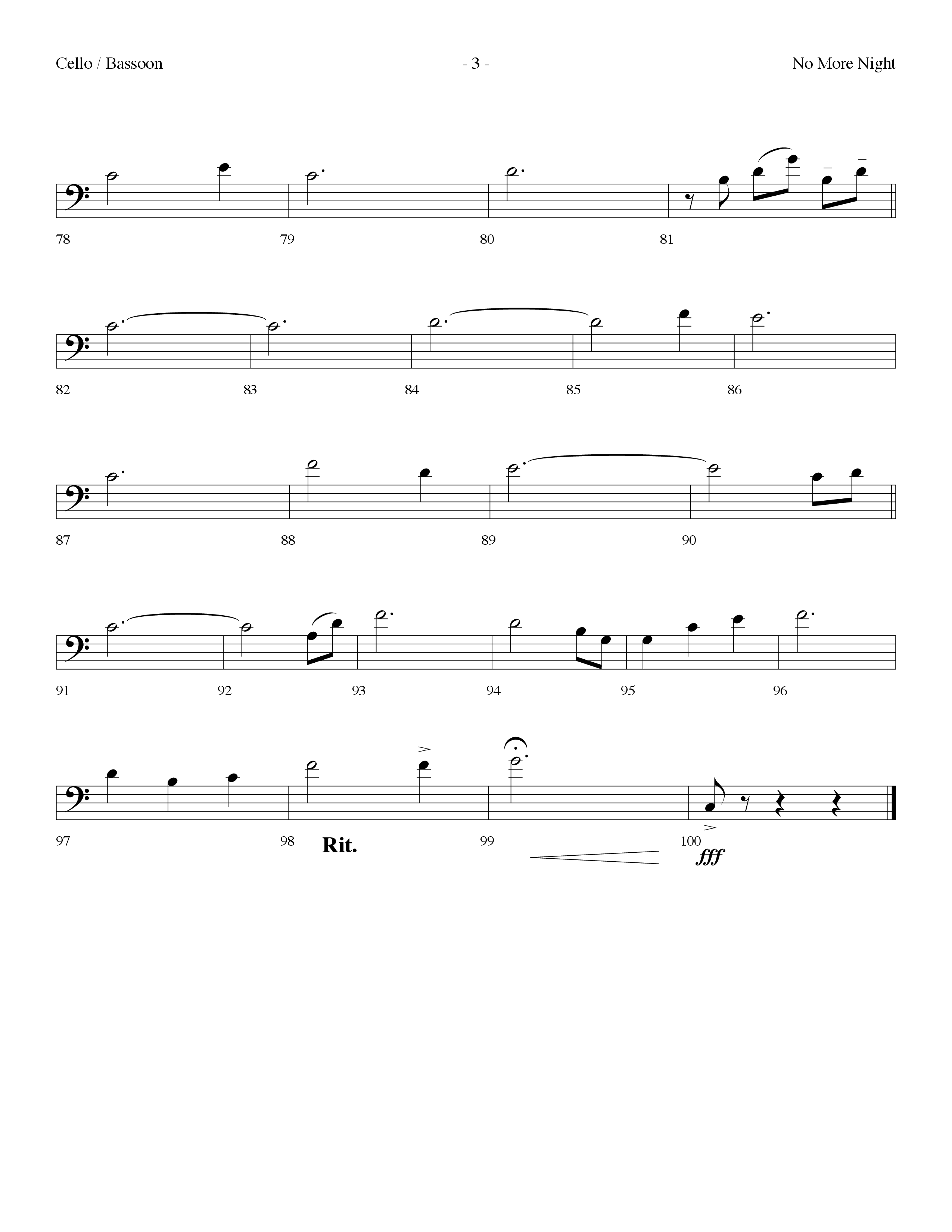 No More Night (Choral Anthem SATB) Cello (Lifeway Choral / Arr. Dennis Allen)