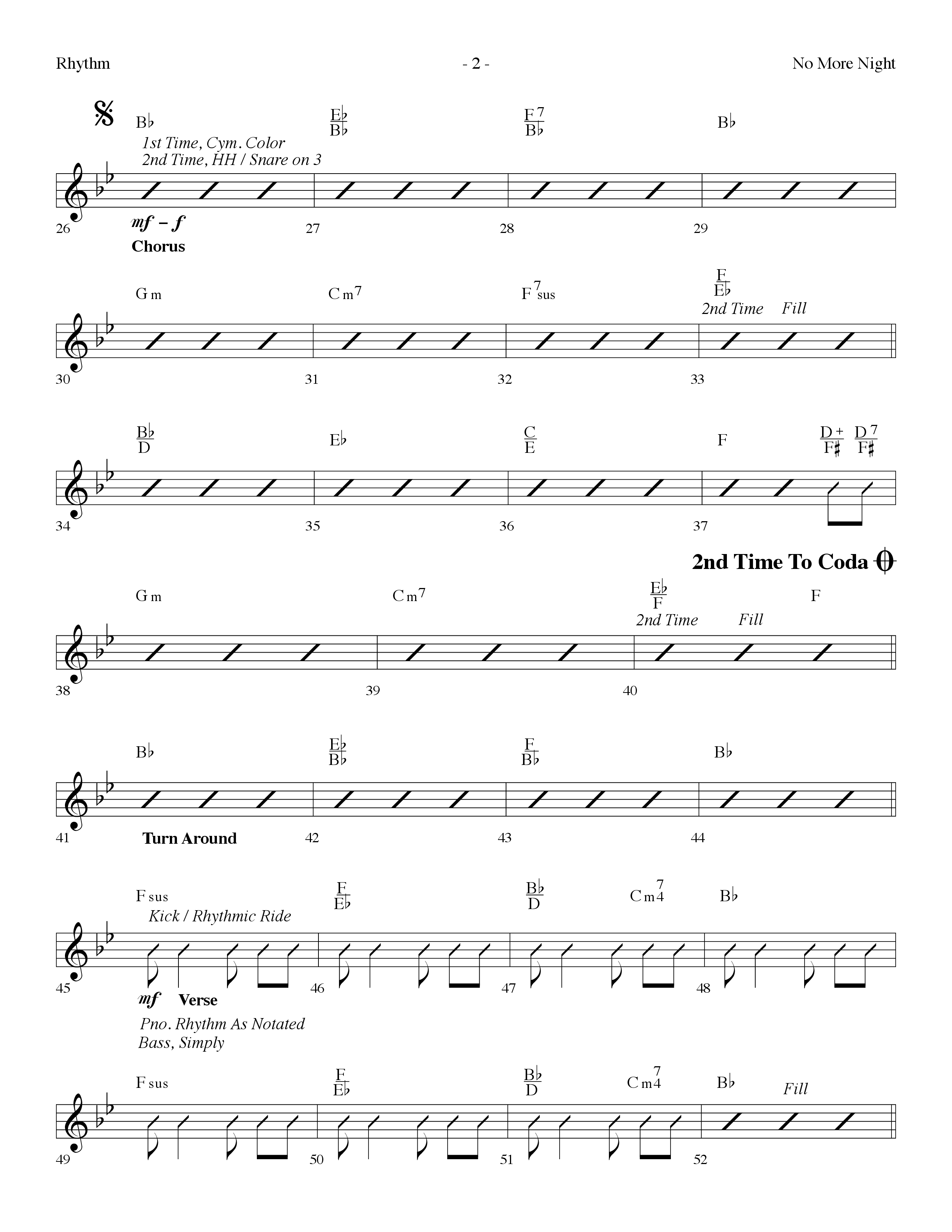 No More Night (Choral Anthem SATB) Rhythm Chart (Lifeway Choral / Arr. Dennis Allen)