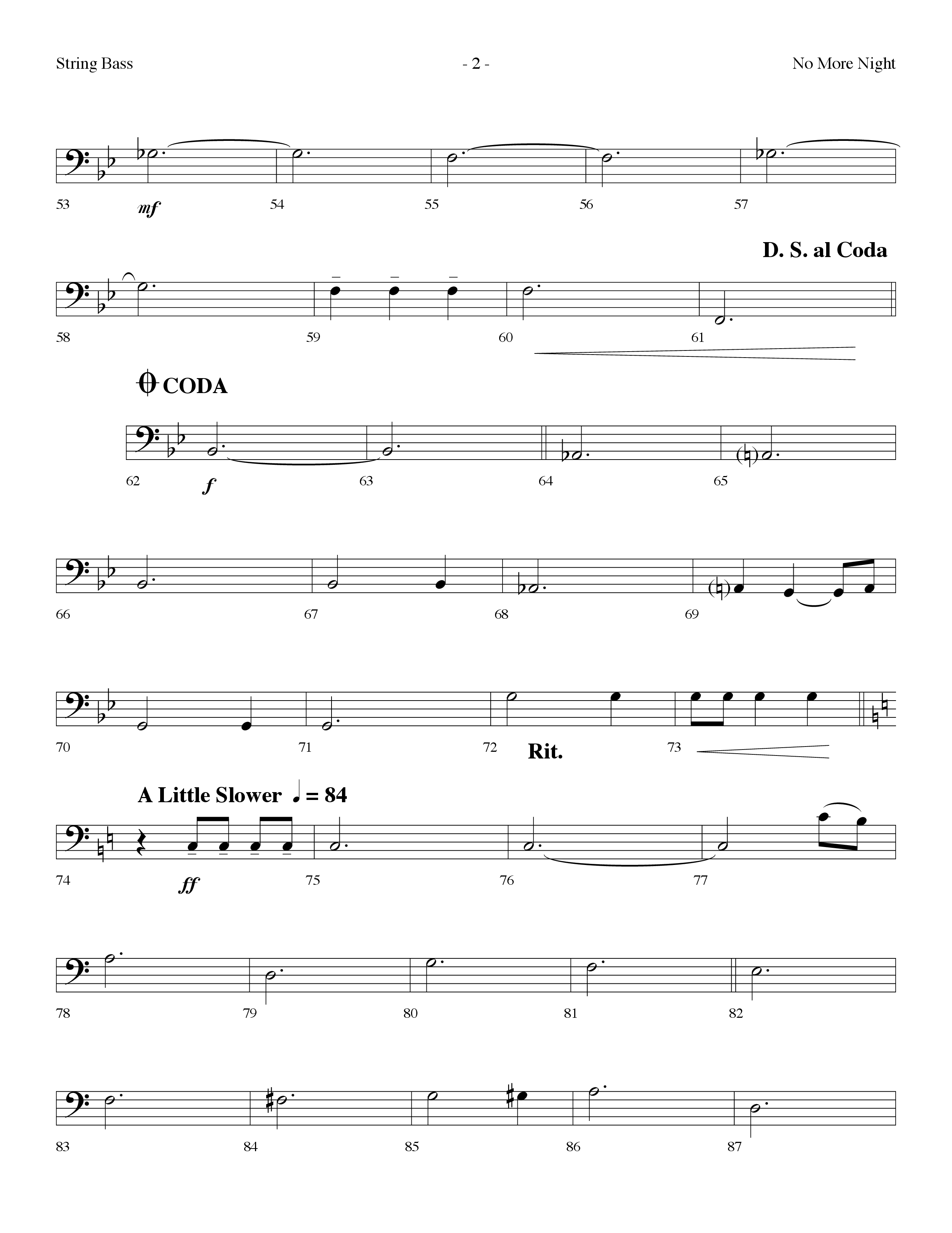 No More Night (Choral Anthem SATB) String Bass (Lifeway Choral / Arr. Dennis Allen)