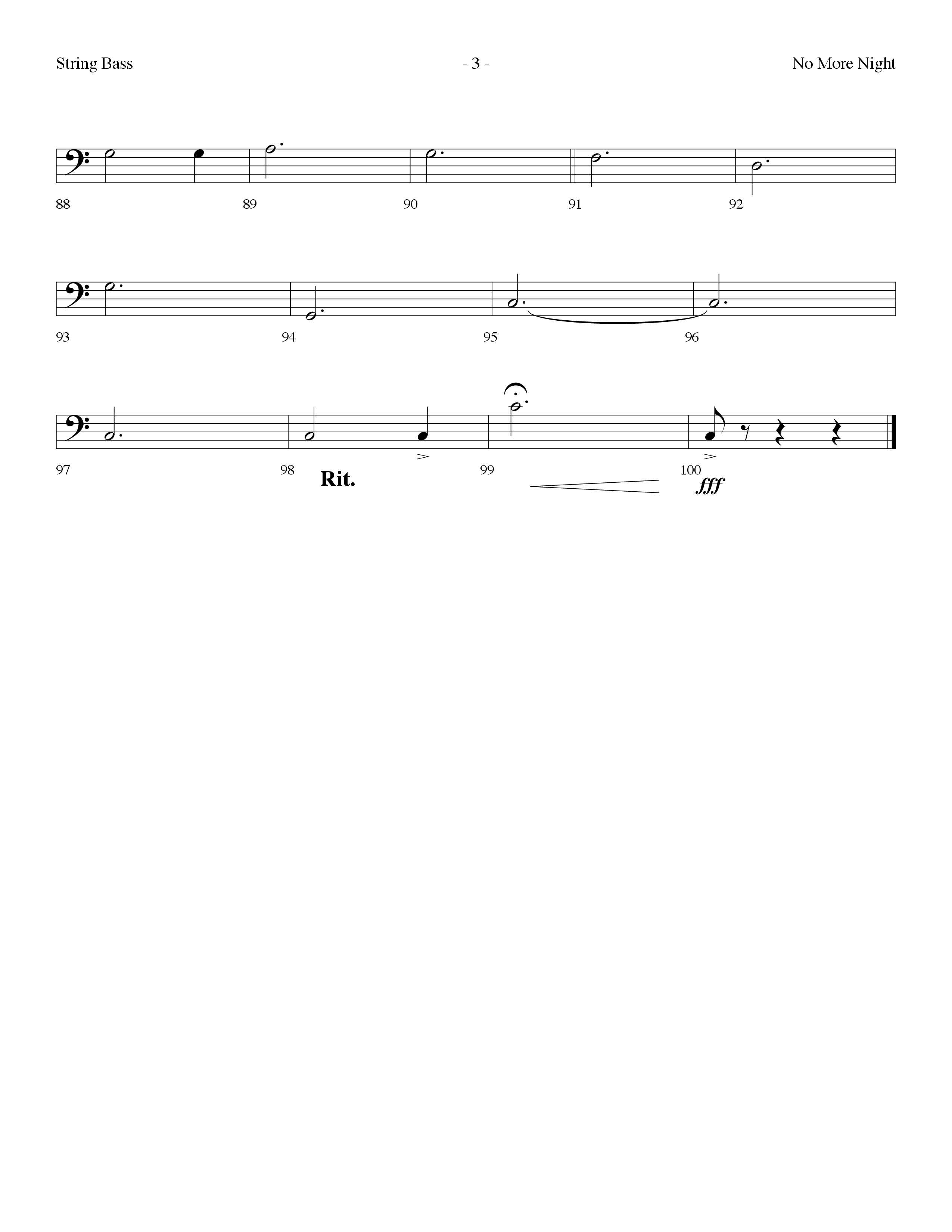No More Night (Choral Anthem SATB) String Bass (Lifeway Choral / Arr. Dennis Allen)