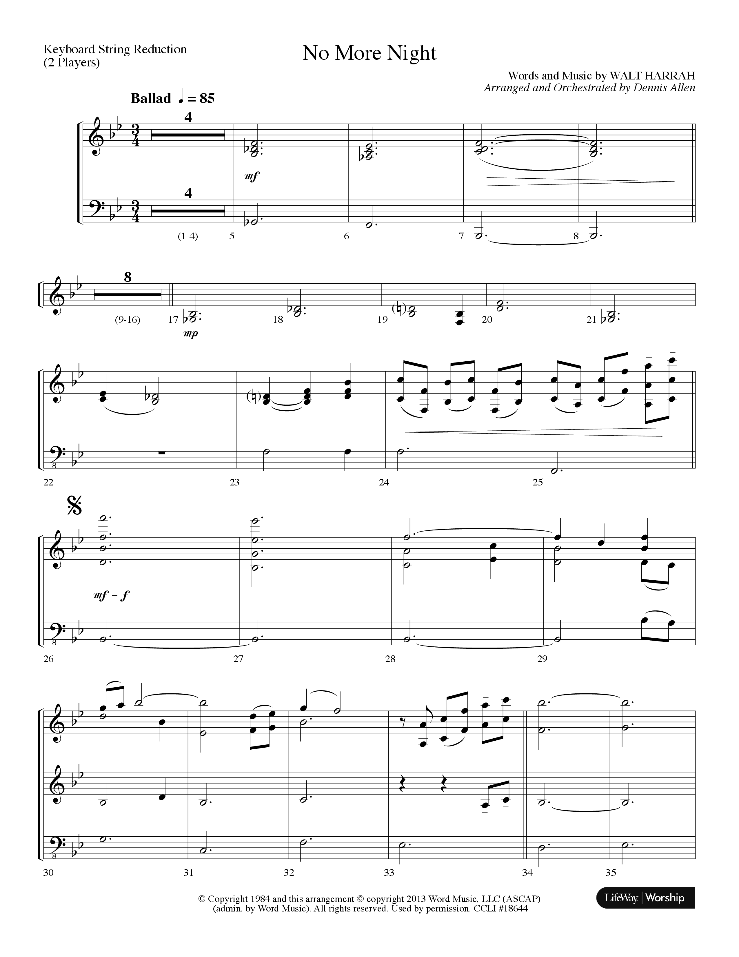 No More Night (Choral Anthem SATB) String Reduction (Lifeway Choral / Arr. Dennis Allen)
