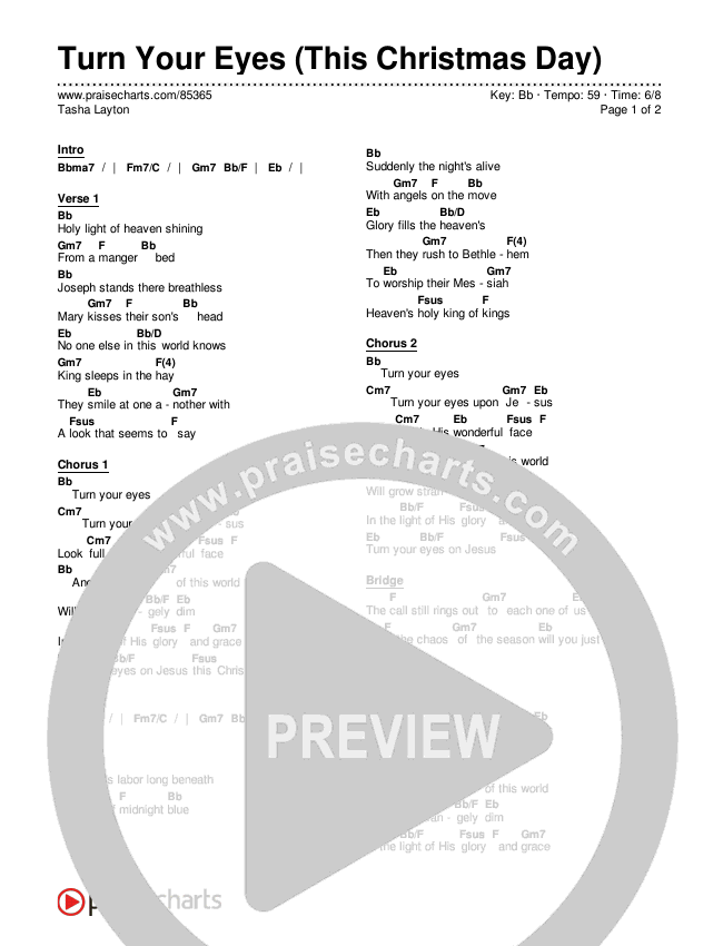 Turn Your Eyes (This Christmas Day) Chords & Lyrics (Tasha Layton)
