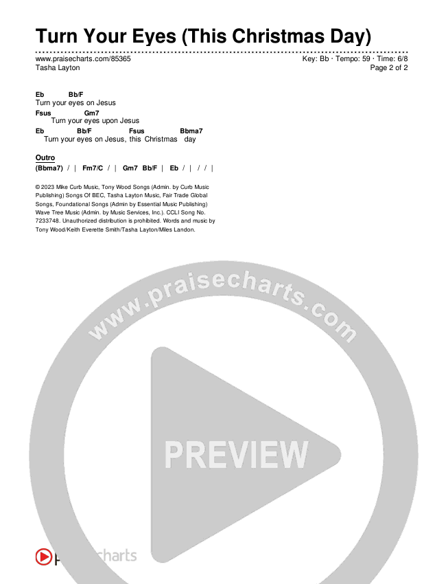 Turn Your Eyes (This Christmas Day) Chords & Lyrics (Tasha Layton)