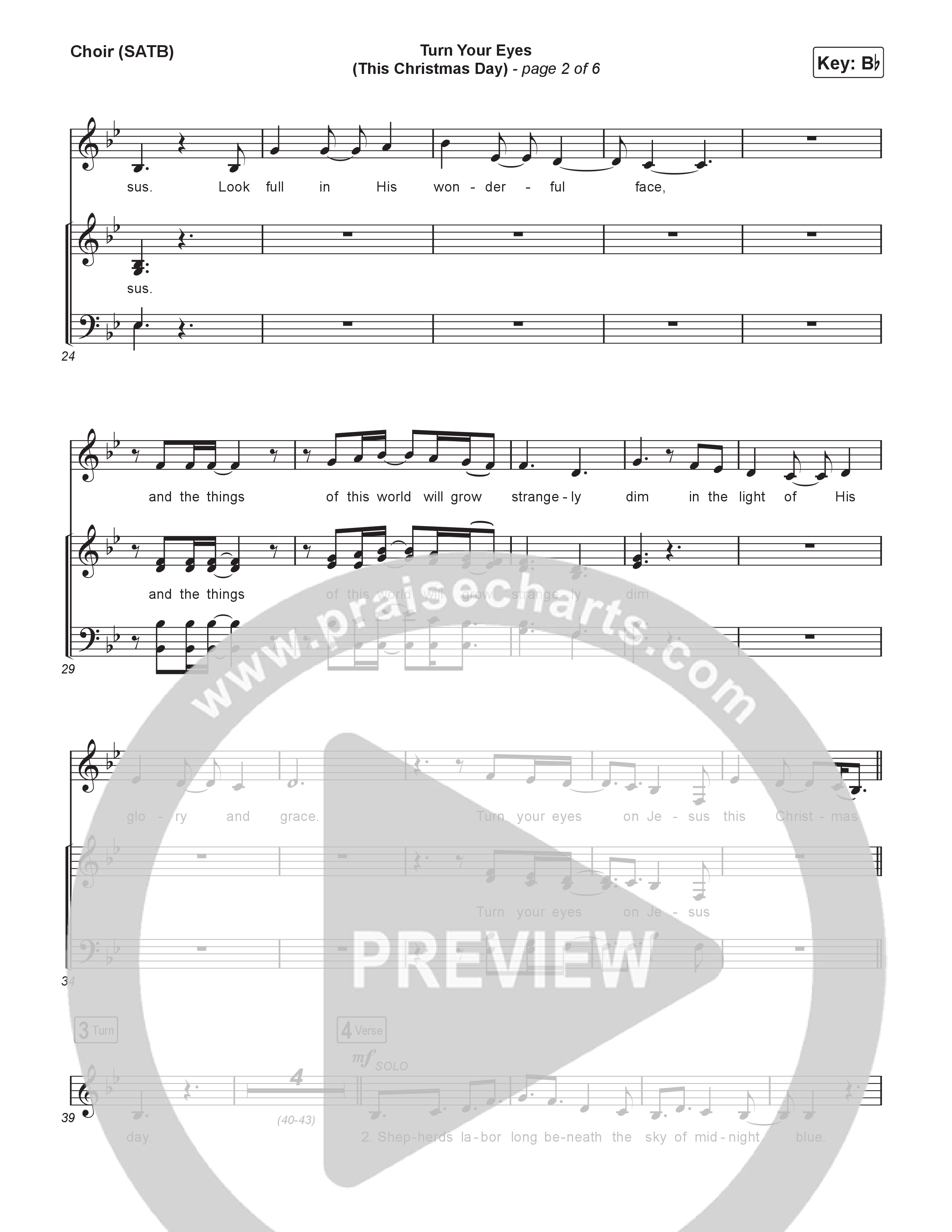 Turn Your Eyes (This Christmas Day) Vocal Sheet (SATB) (Tasha Layton)