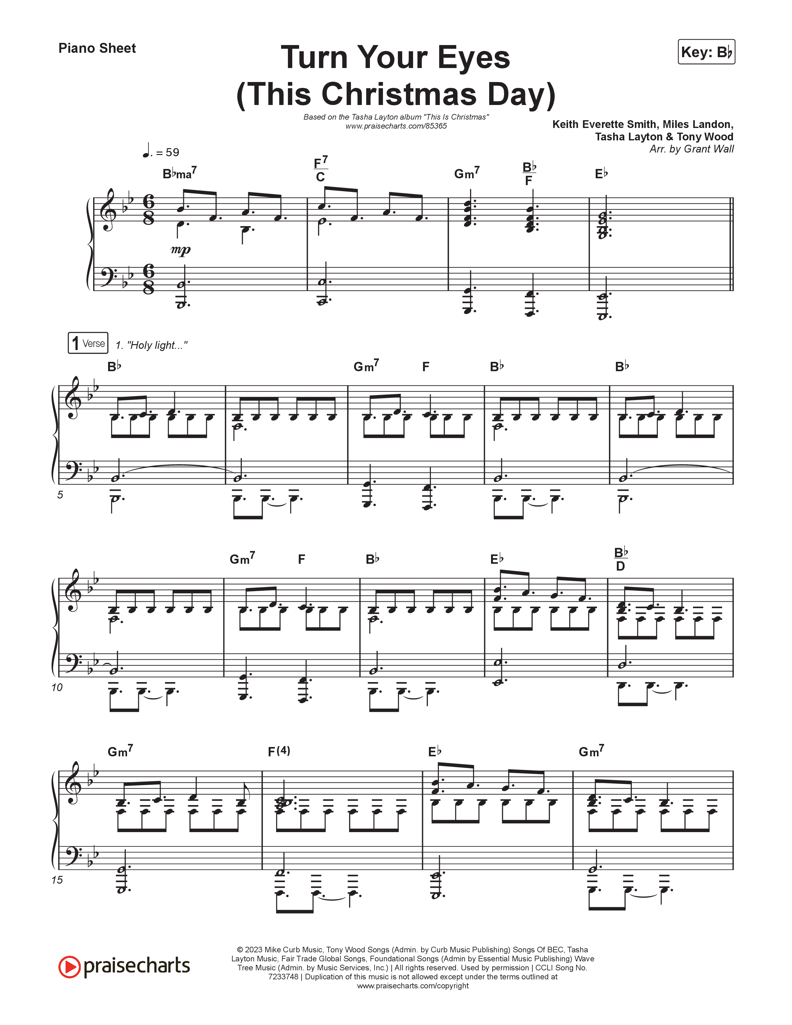 Turn Your Eyes (This Christmas Day) Piano Sheet (Tasha Layton)