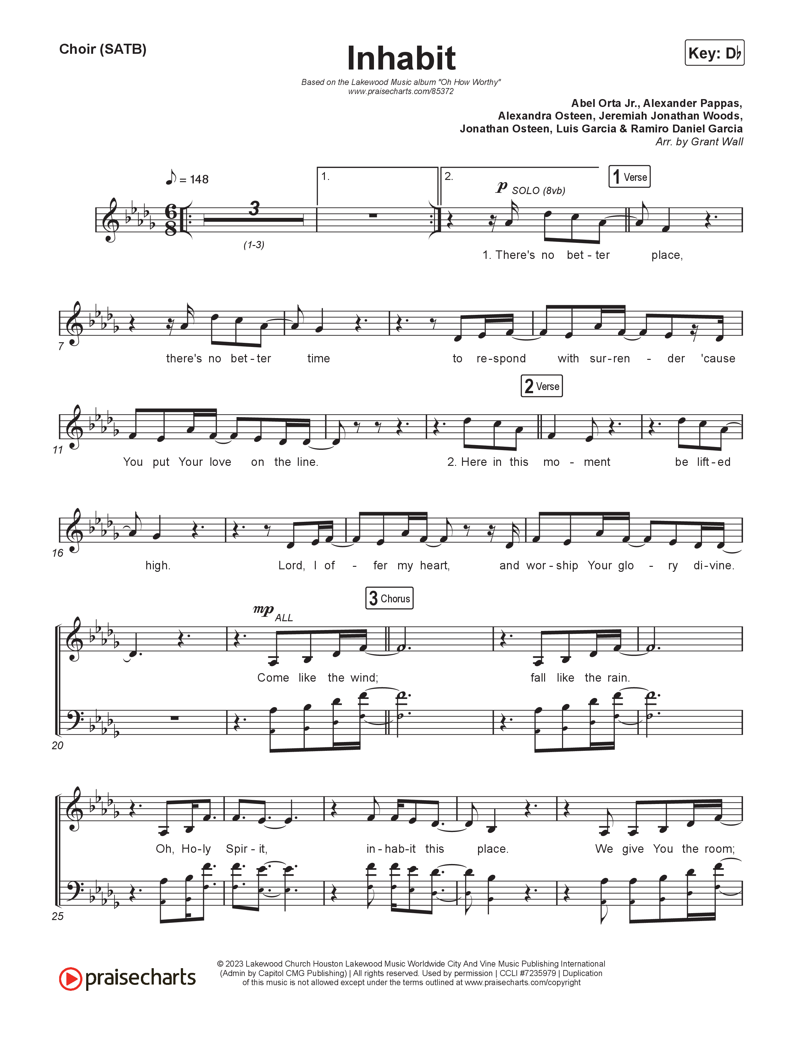 Inhabit Choir Sheet (SATB) (Lakewood Music)