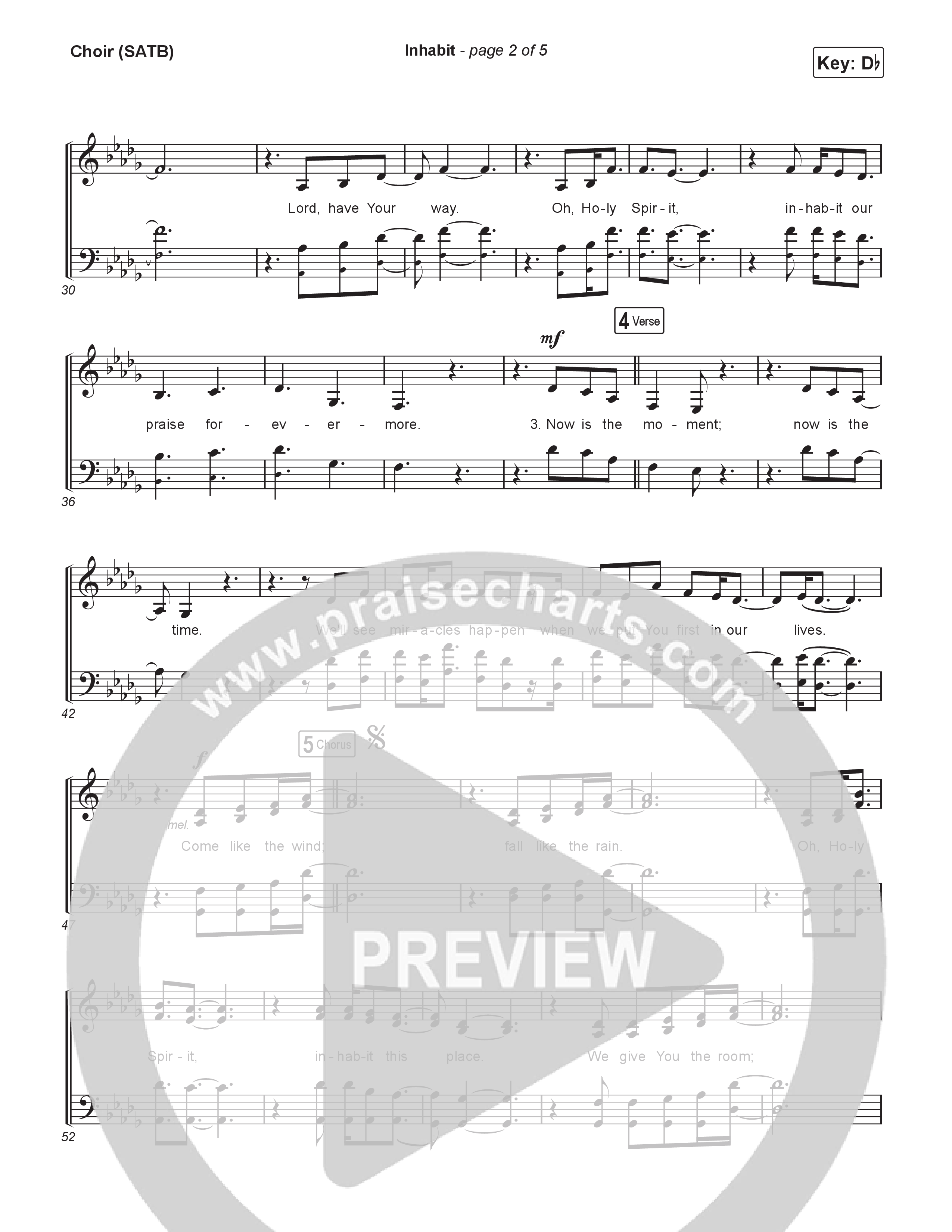 Inhabit Choir Sheet (SATB) (Lakewood Music)