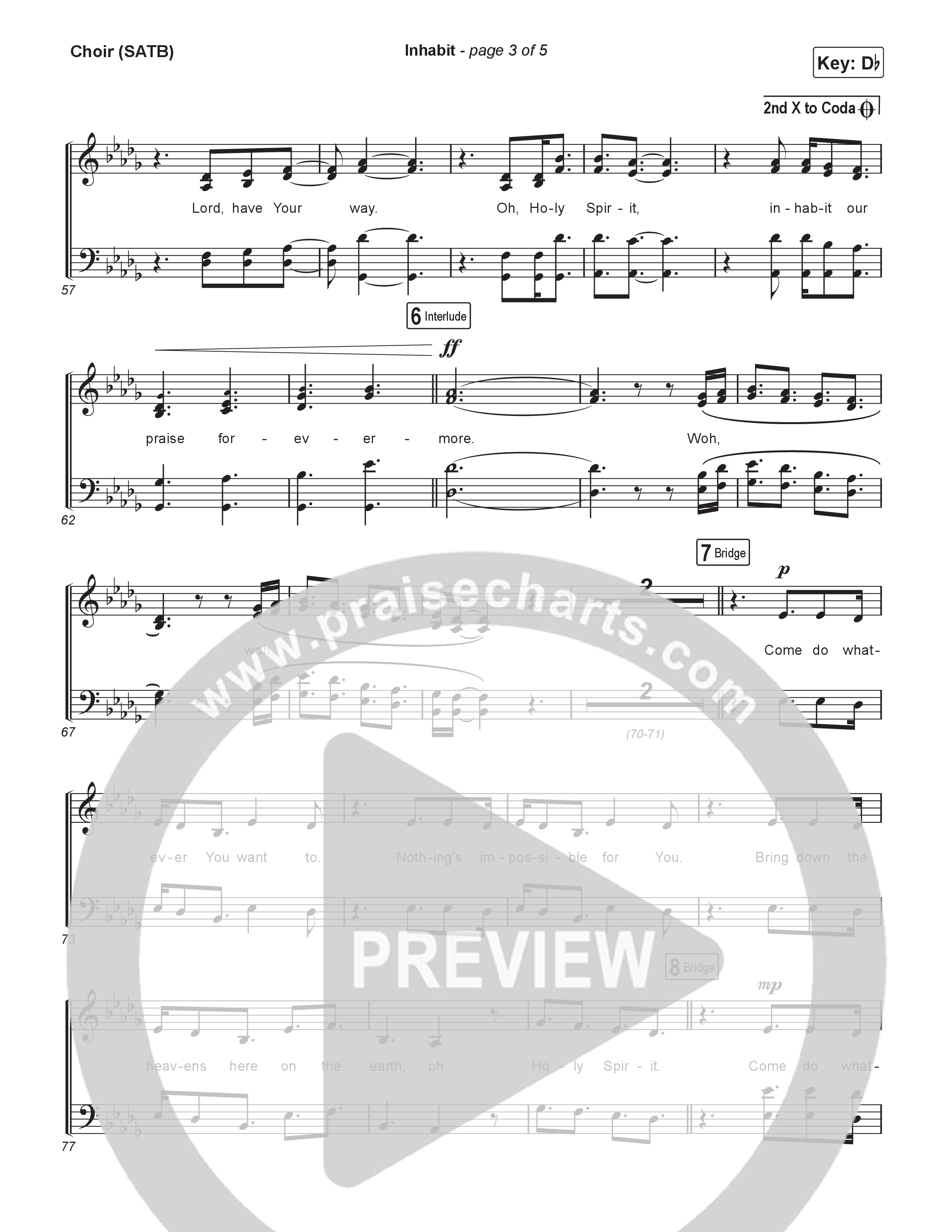 Inhabit Choir Sheet (SATB) (Lakewood Music)