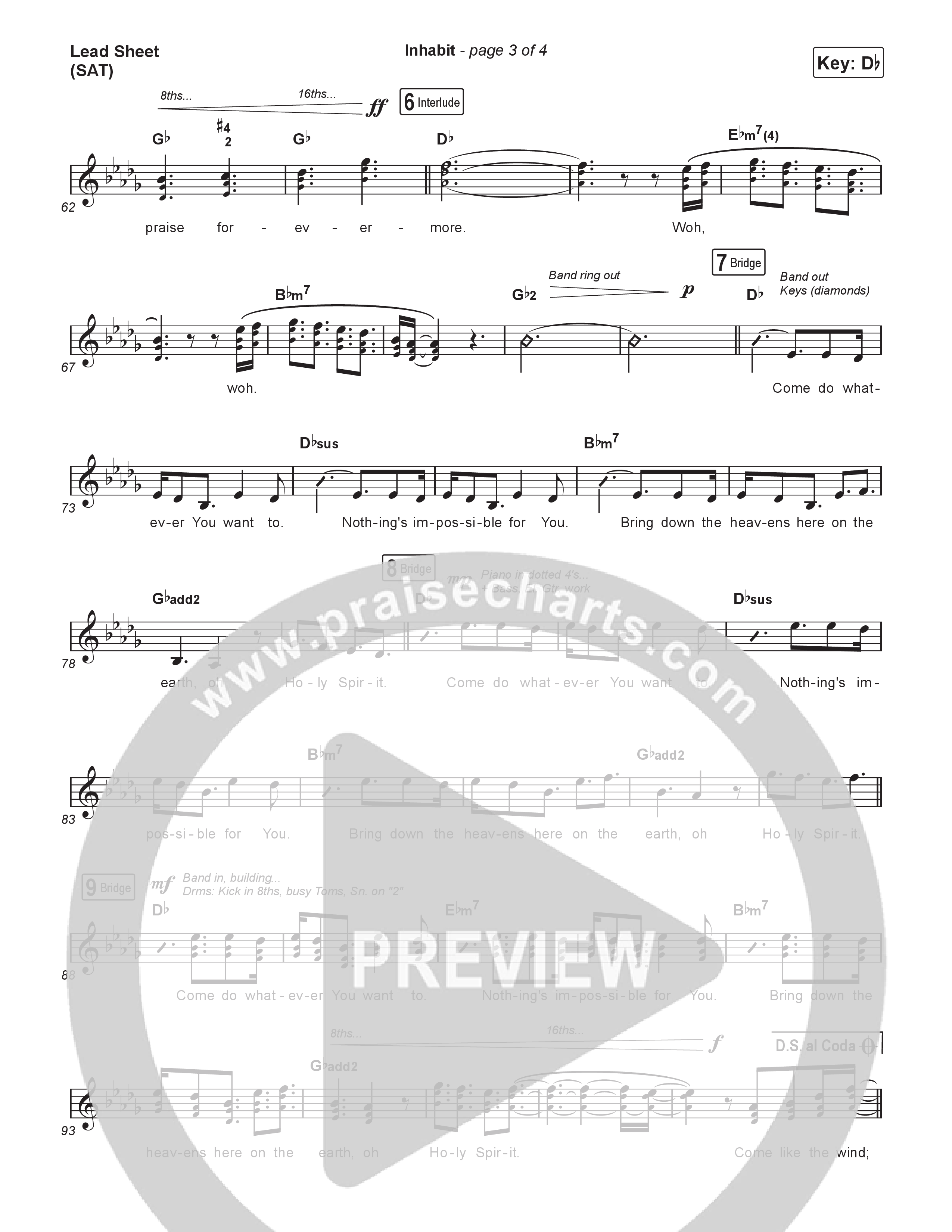 Inhabit Lead Sheet (SAT) (Lakewood Music)