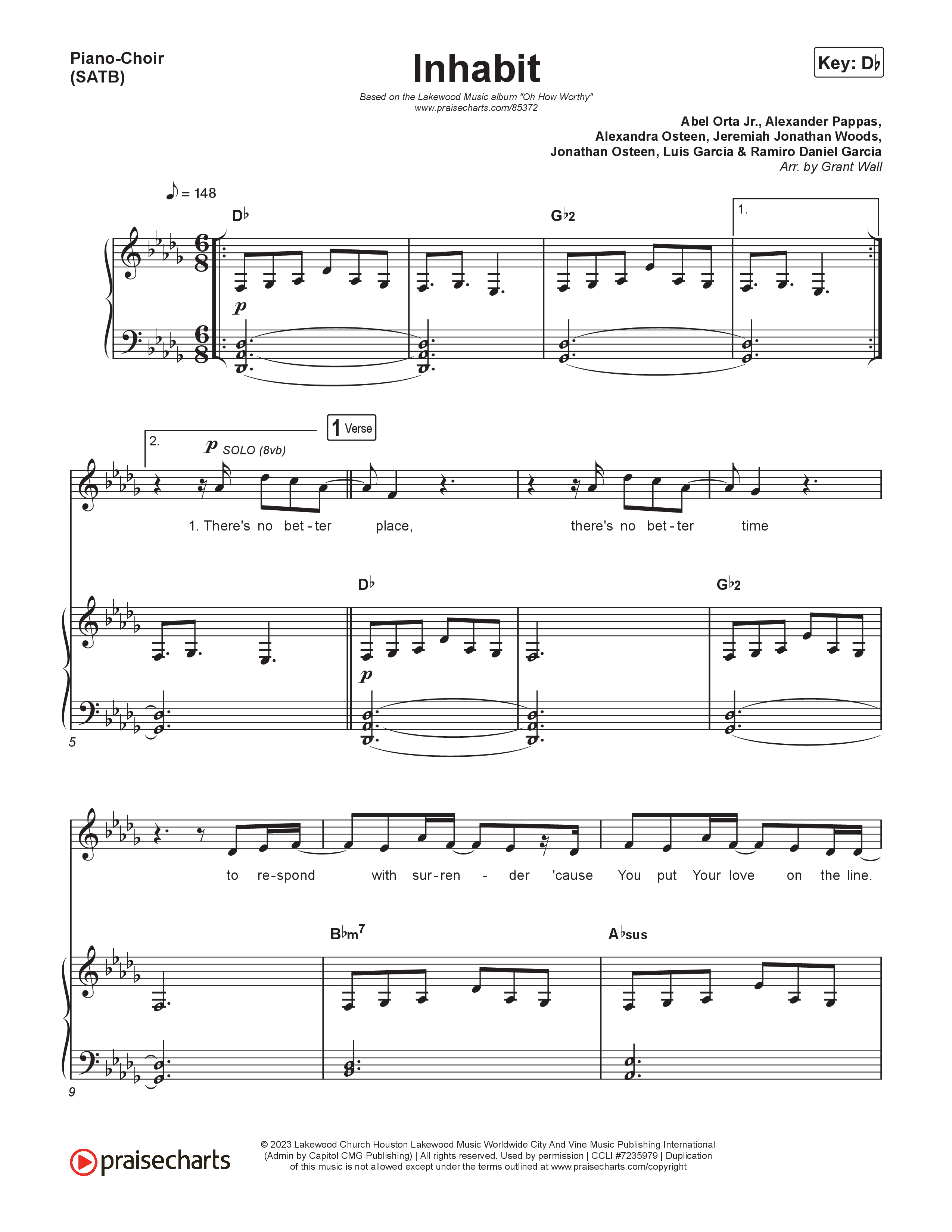 Inhabit Piano/Vocal (SATB) (Lakewood Music)