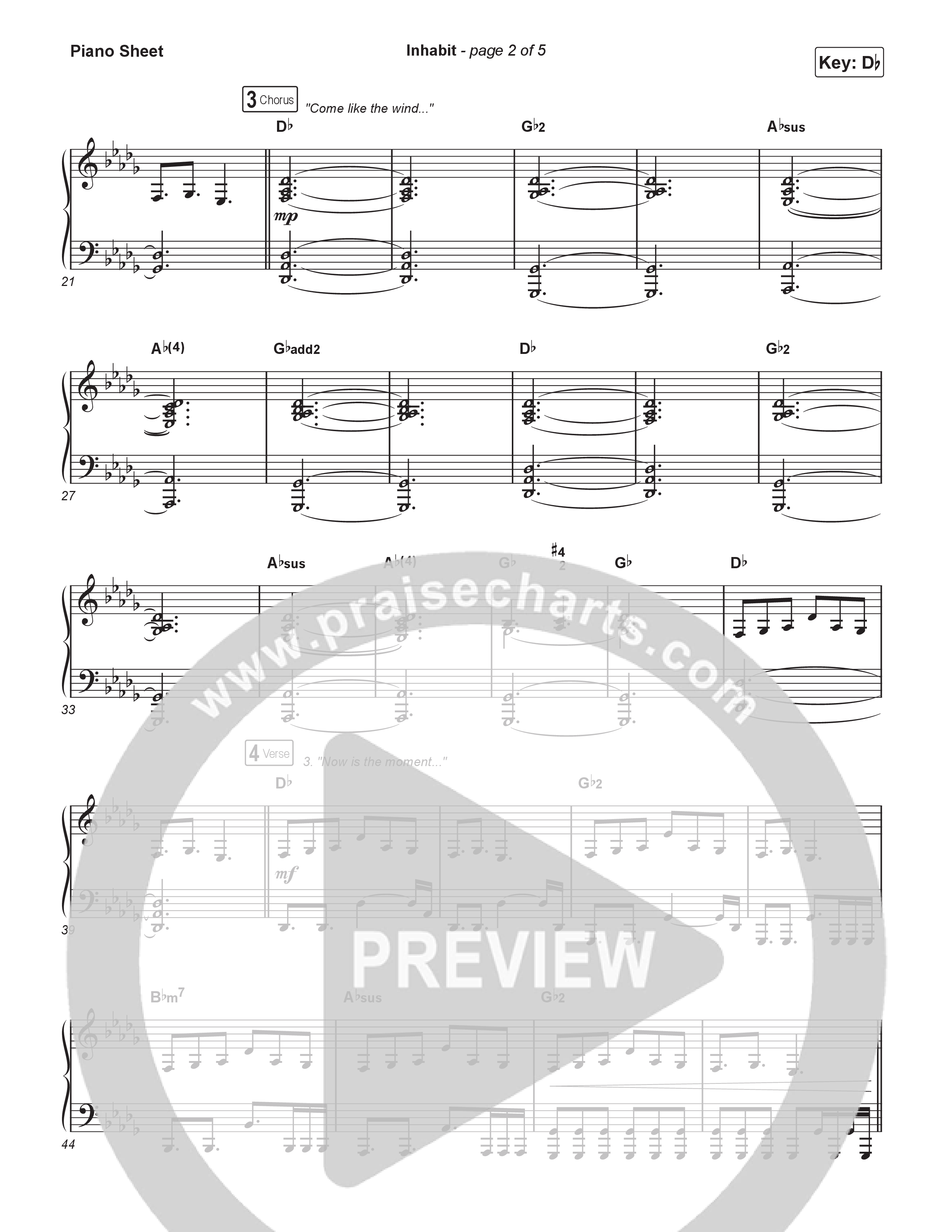 Inhabit Piano Sheet (Lakewood Music)