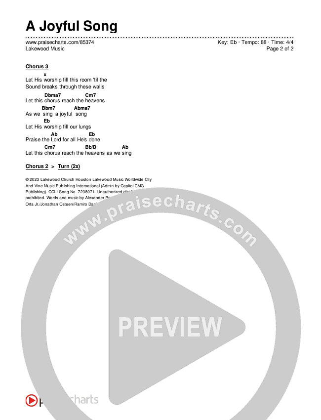 A Joyful Song Chords & Lyrics (Lakewood Music)
