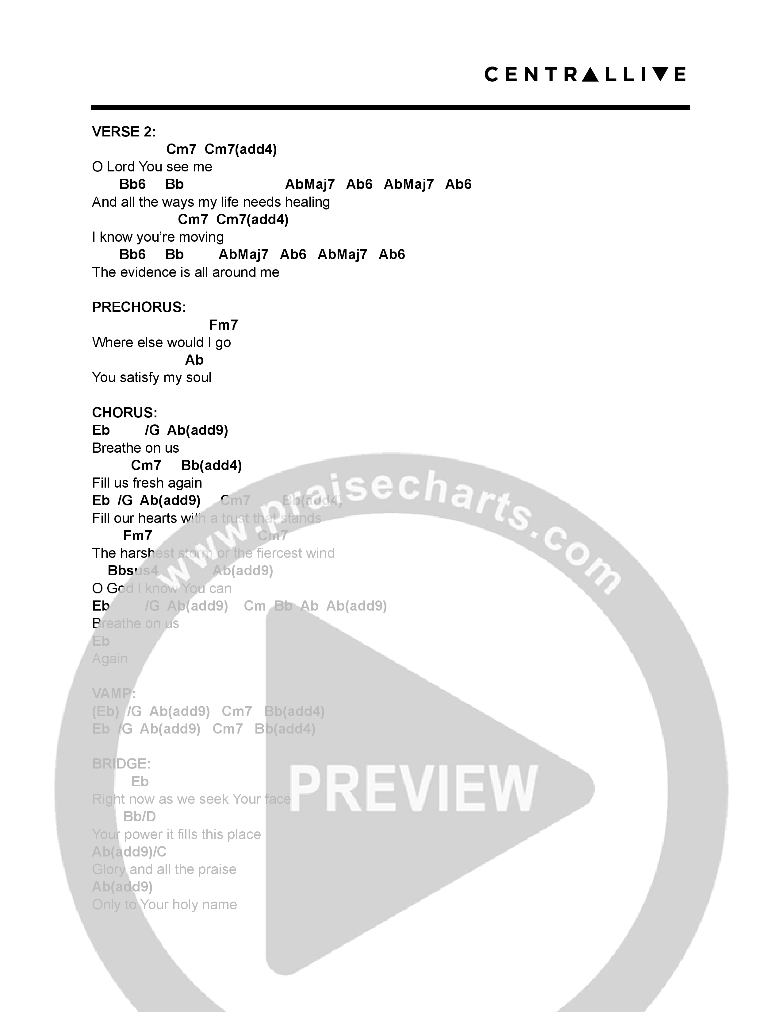 Breathe On Us (Live) Chord Chart (Central Live)