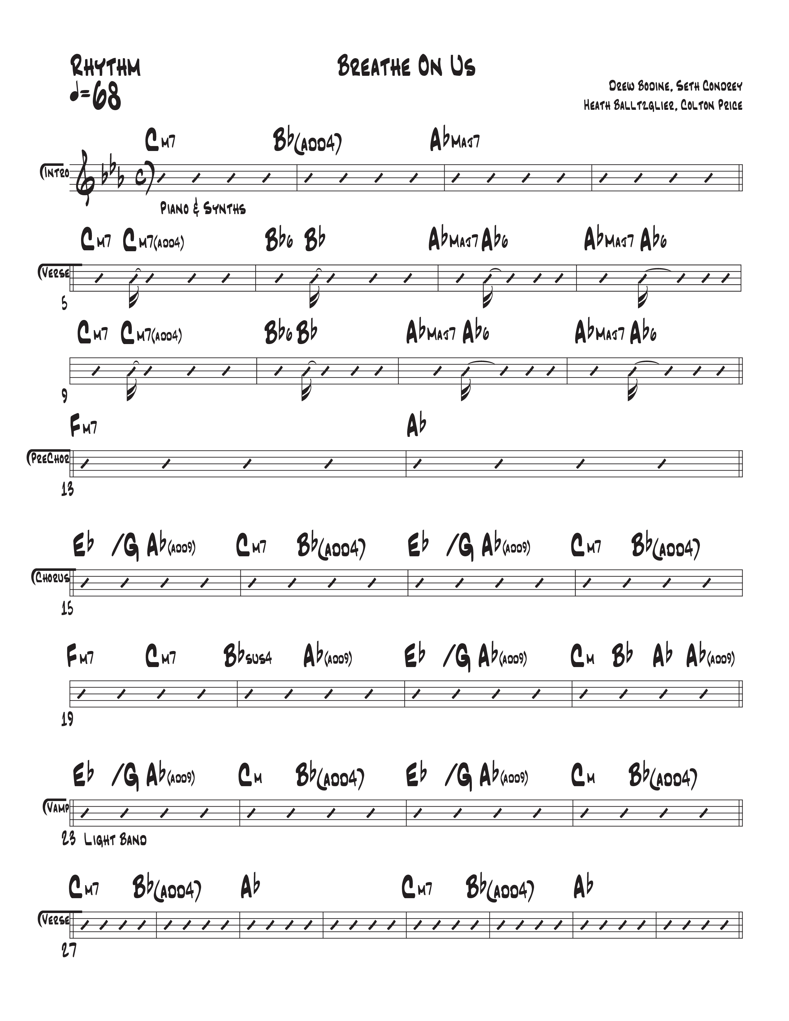 Breathe On Us (Live) Rhythm Chart (Central Live)