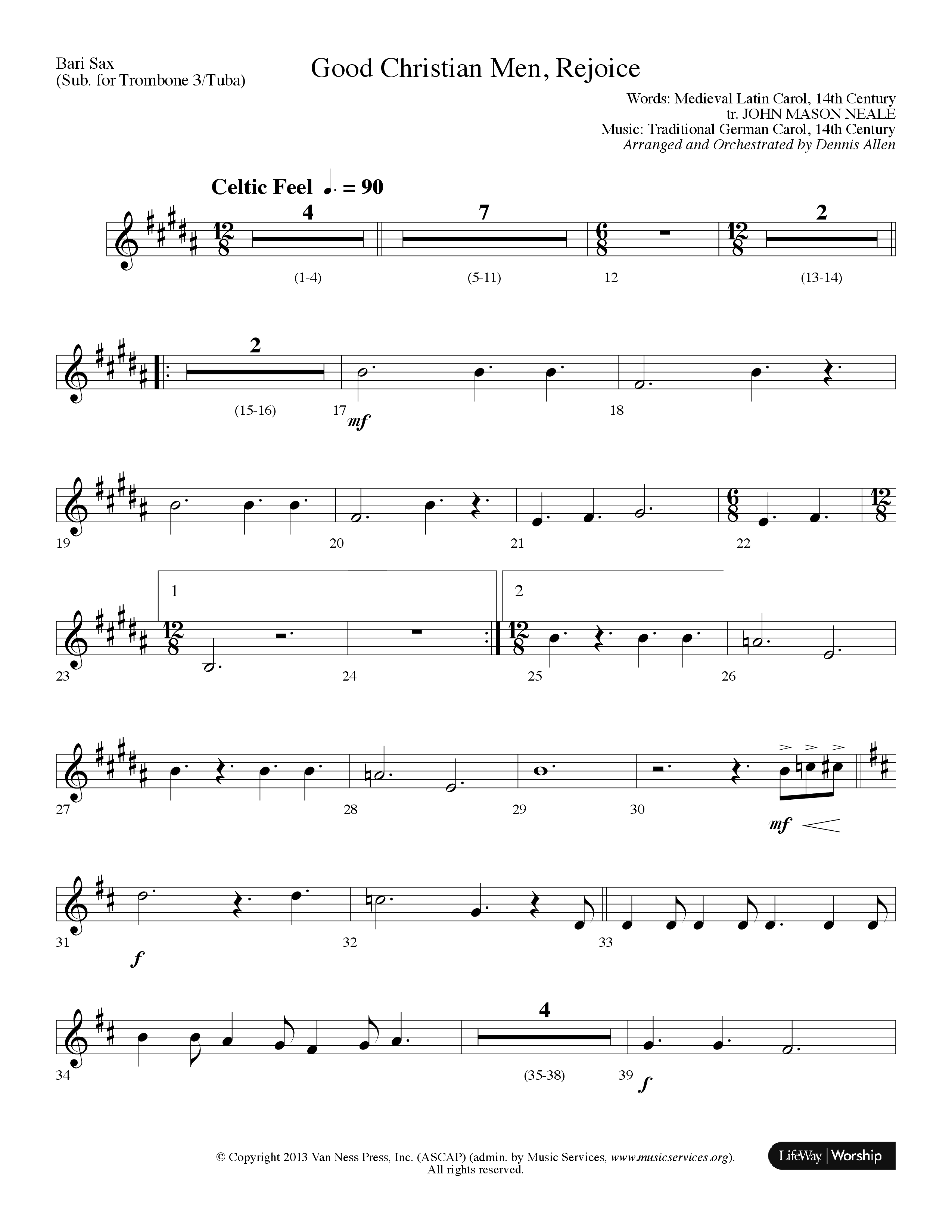 Good Christian Men Rejoice (Choral Anthem SATB) Bari Sax (Lifeway Choral / Arr. Dennis Allen)
