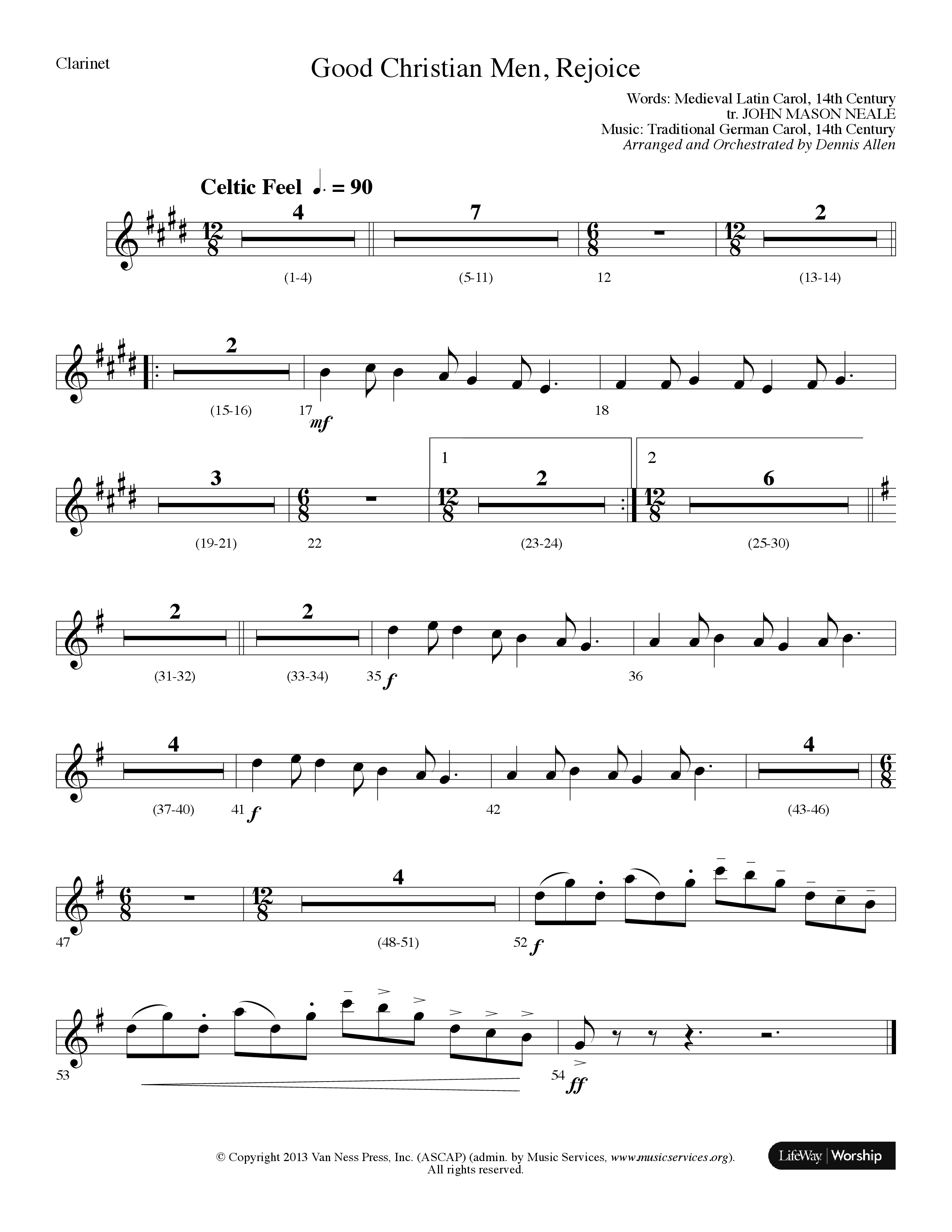 Good Christian Men Rejoice (Choral Anthem SATB) Clarinet (Lifeway Choral / Arr. Dennis Allen)