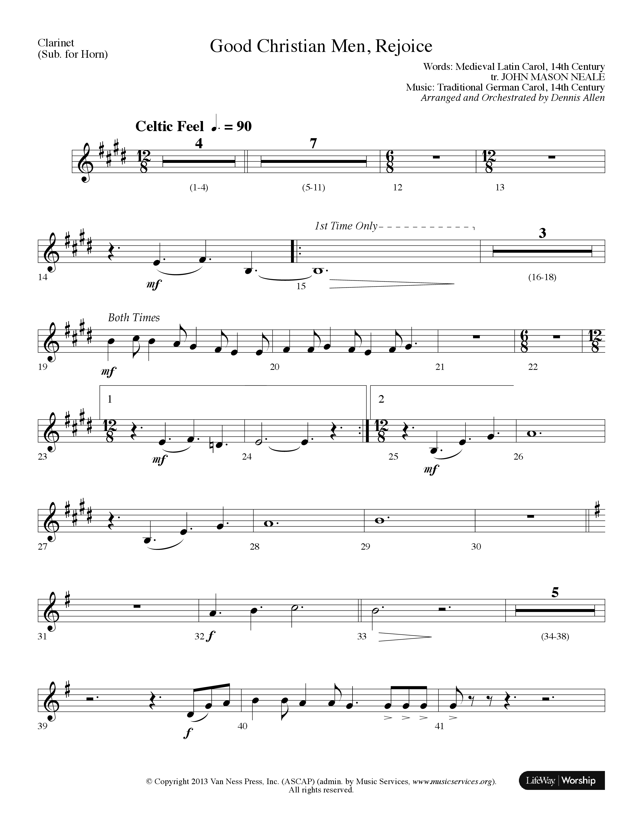 Good Christian Men Rejoice (Choral Anthem SATB) Clarinet (Lifeway Choral / Arr. Dennis Allen)