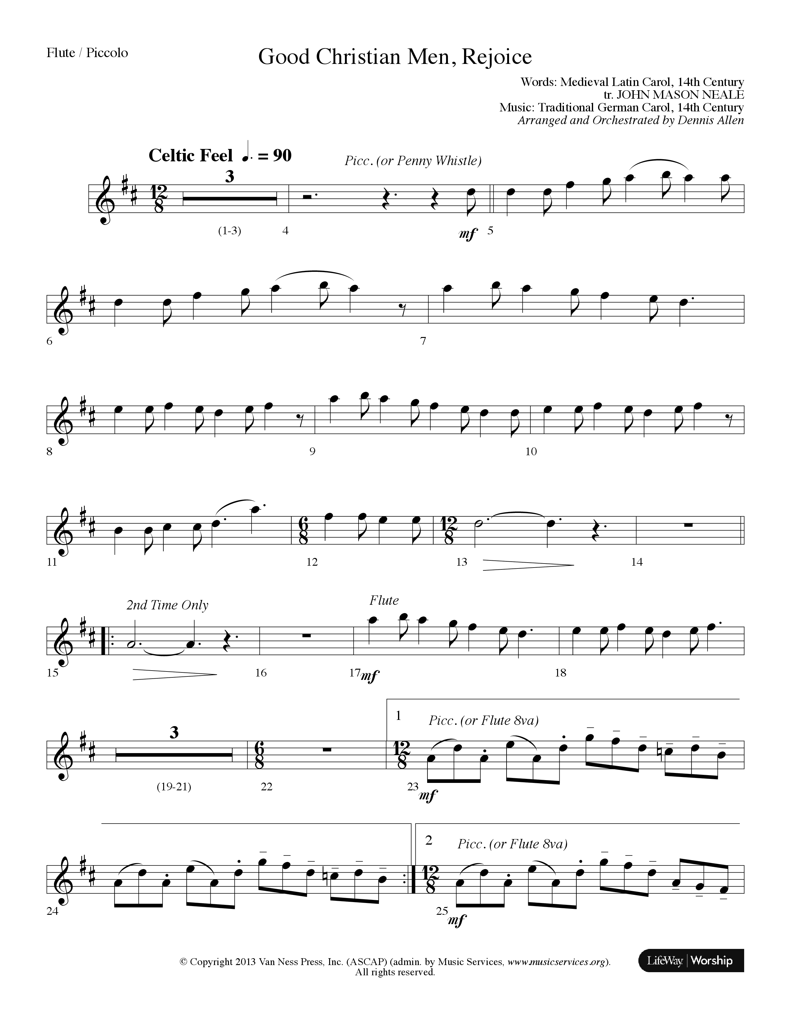 Good Christian Men Rejoice (Choral Anthem SATB) Flute/Piccolo (Lifeway Choral / Arr. Dennis Allen)