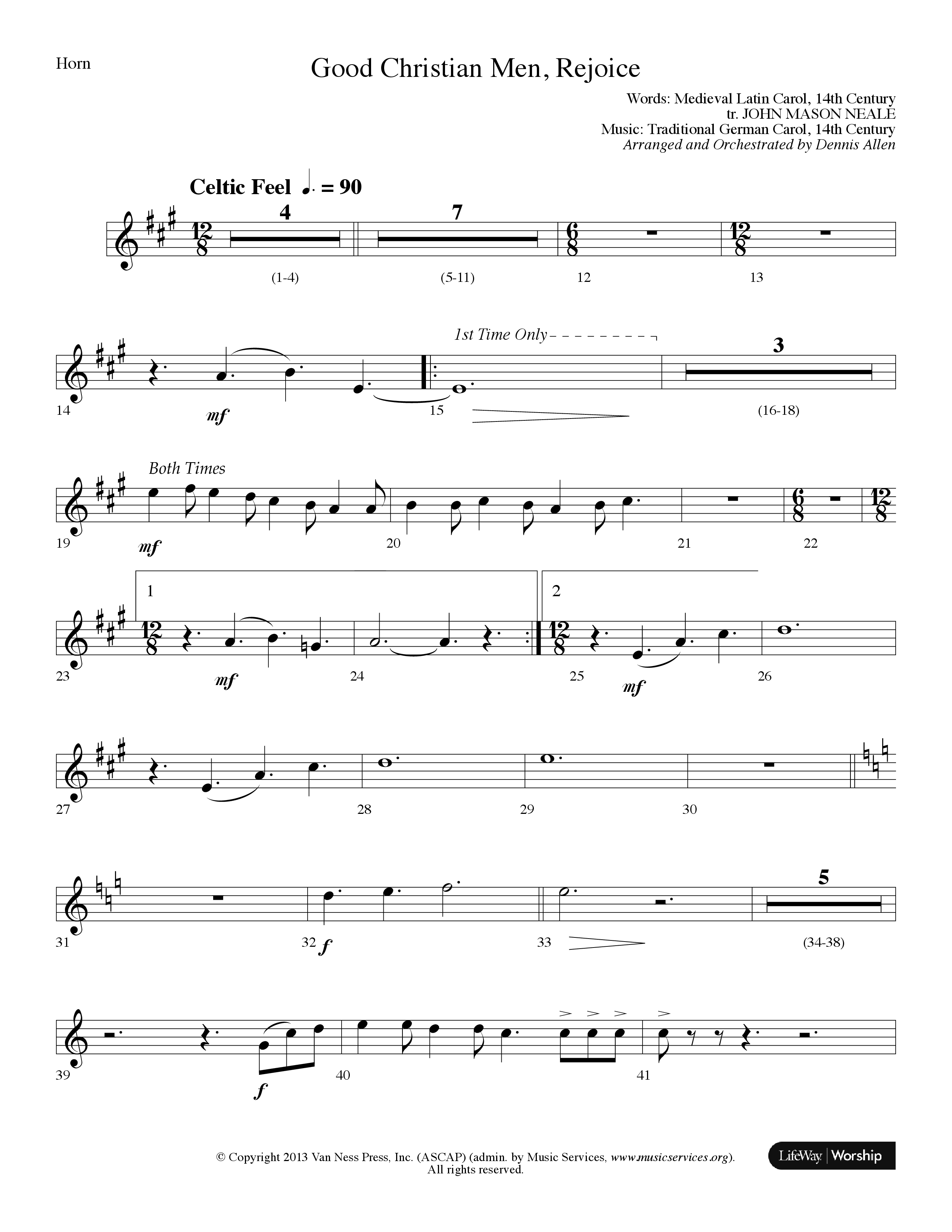 Good Christian Men Rejoice (Choral Anthem SATB) French Horn (Lifeway Choral / Arr. Dennis Allen)