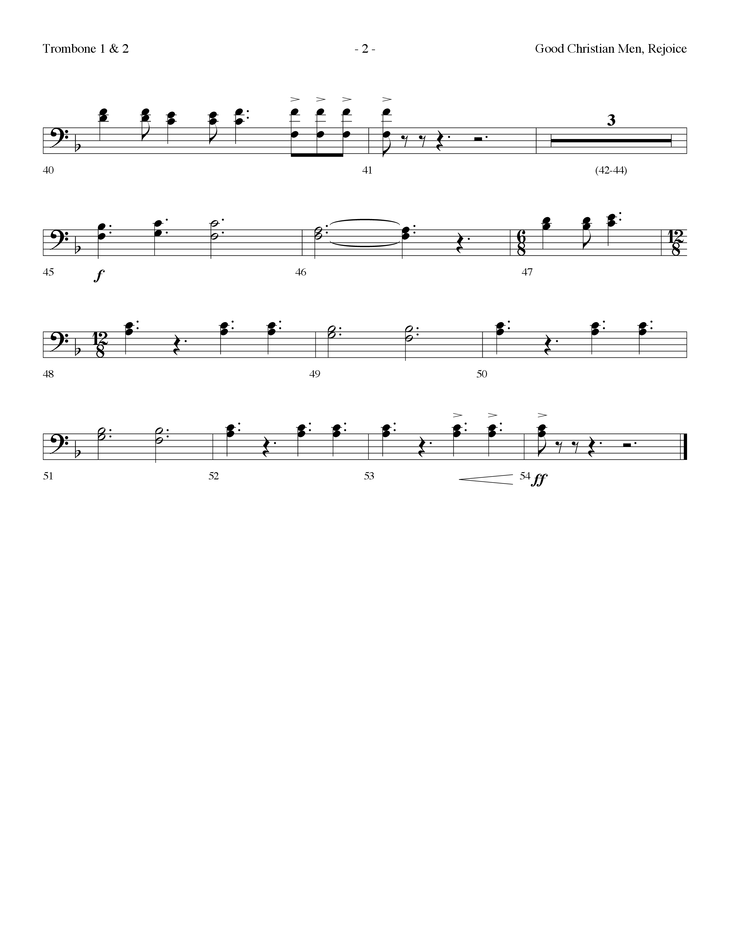 Good Christian Men Rejoice (Choral Anthem SATB) Trombone 1/2 (Lifeway Choral / Arr. Dennis Allen)