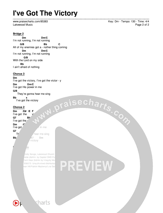 I've Got The Victory Chords & Lyrics (Lakewood Music)