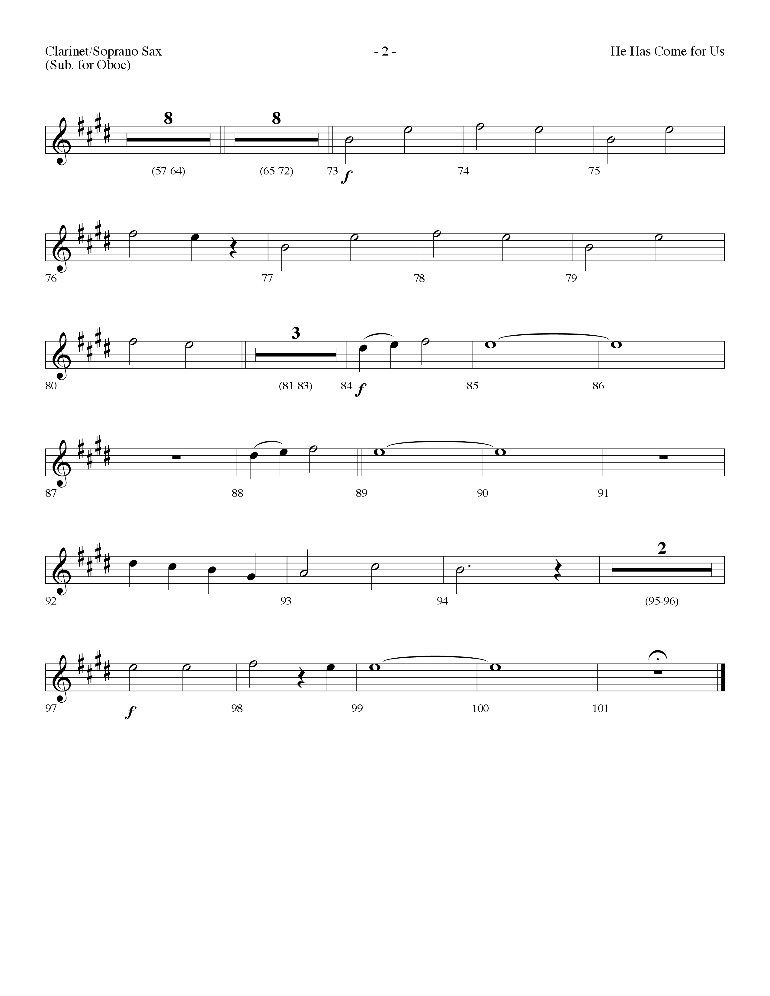 He Has Come For Us (God Rest Ye Merry Gentlemen) (Choral Anthem SATB) Clarinet/Soprano Sax (Lifeway Choral / Arr. Dennis Allen)